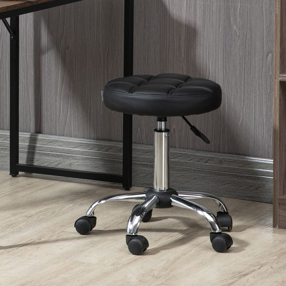 Tabouret de salon réglable en hauteur en similicuir noir