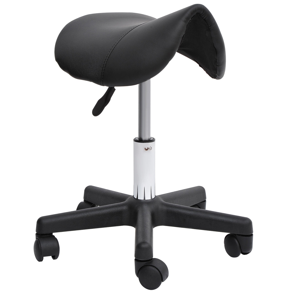 Tabouret de travail pivotant réglable en hauteur, similicuir, noir