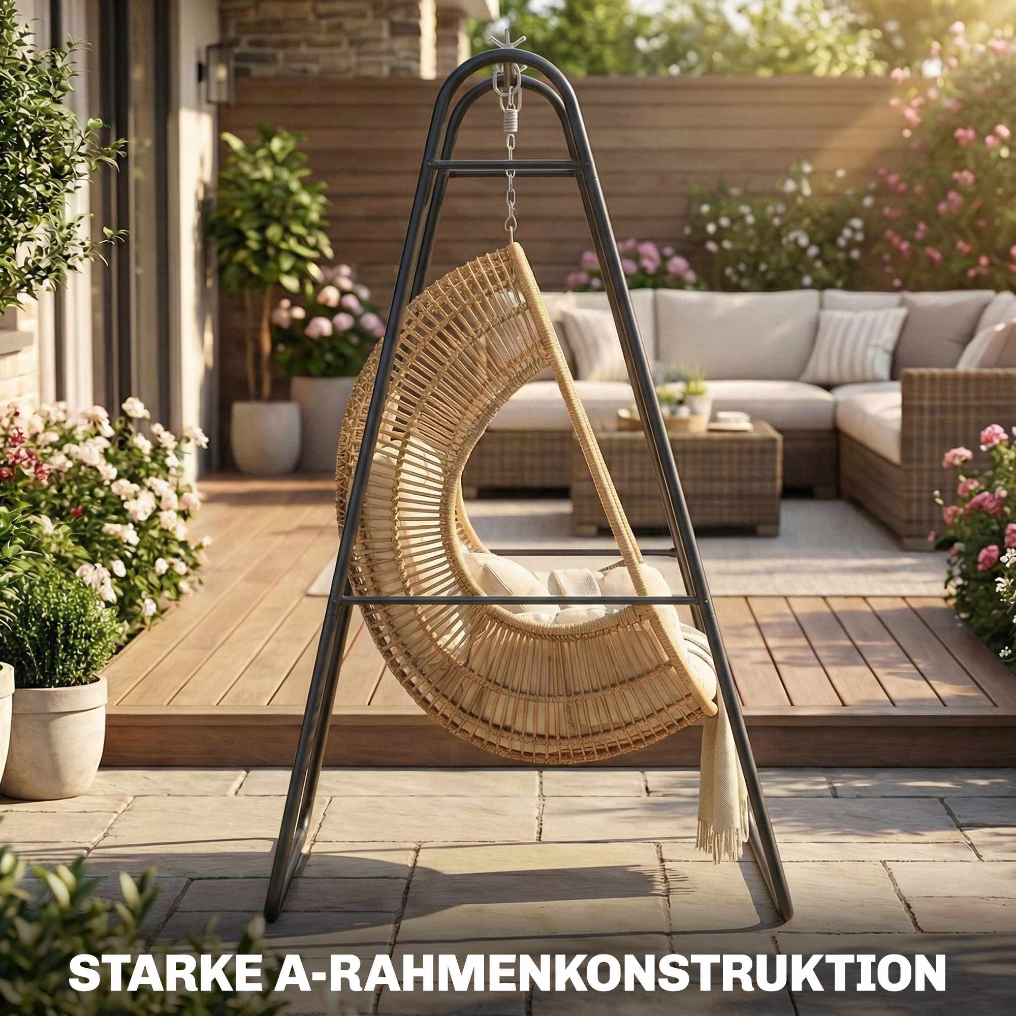 Hängesessel Gestell, Stahl, Wetterfest, 150 kg Kapazität