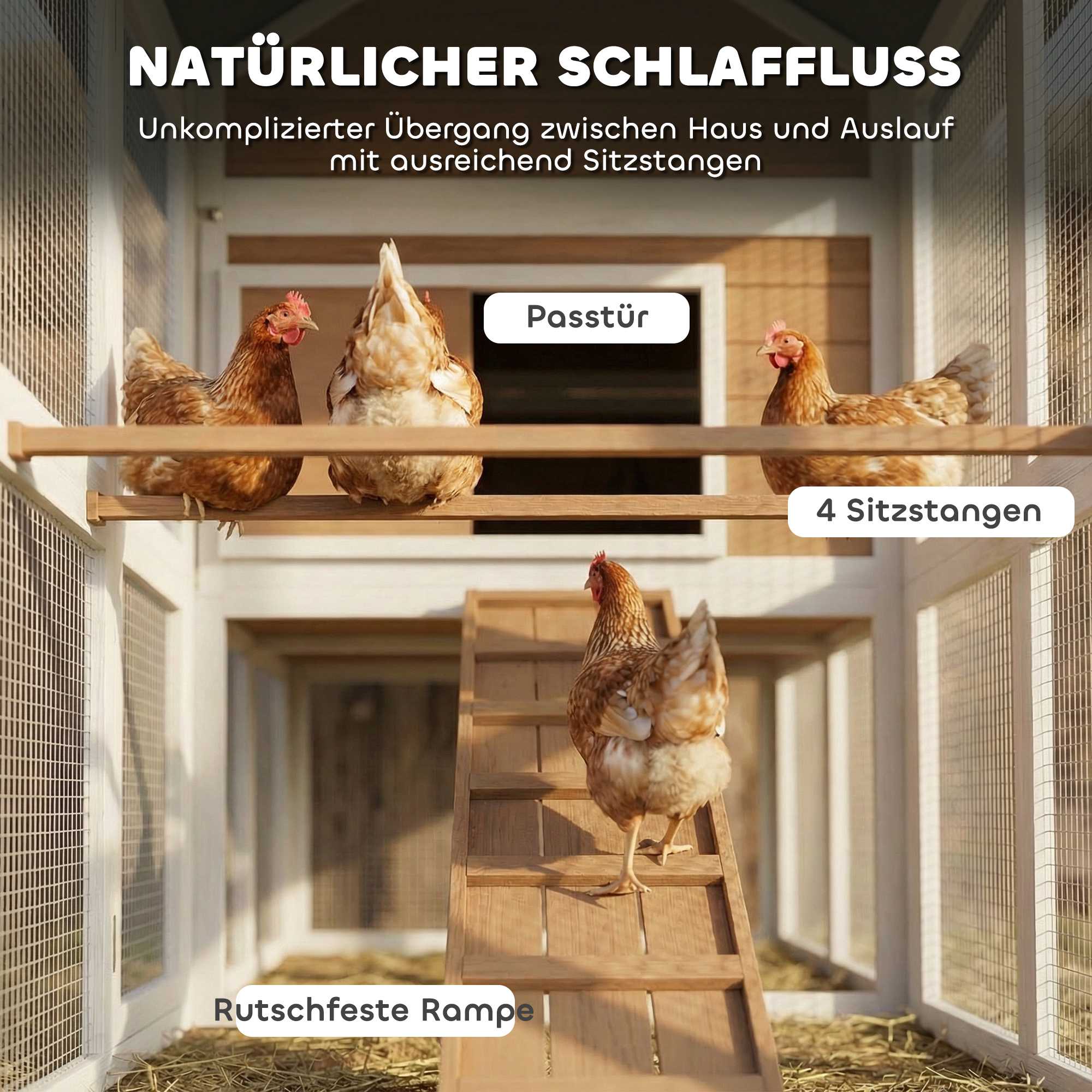 Hönshus för 4 personer utomhus, vattentätt tak, lätt att rengöra