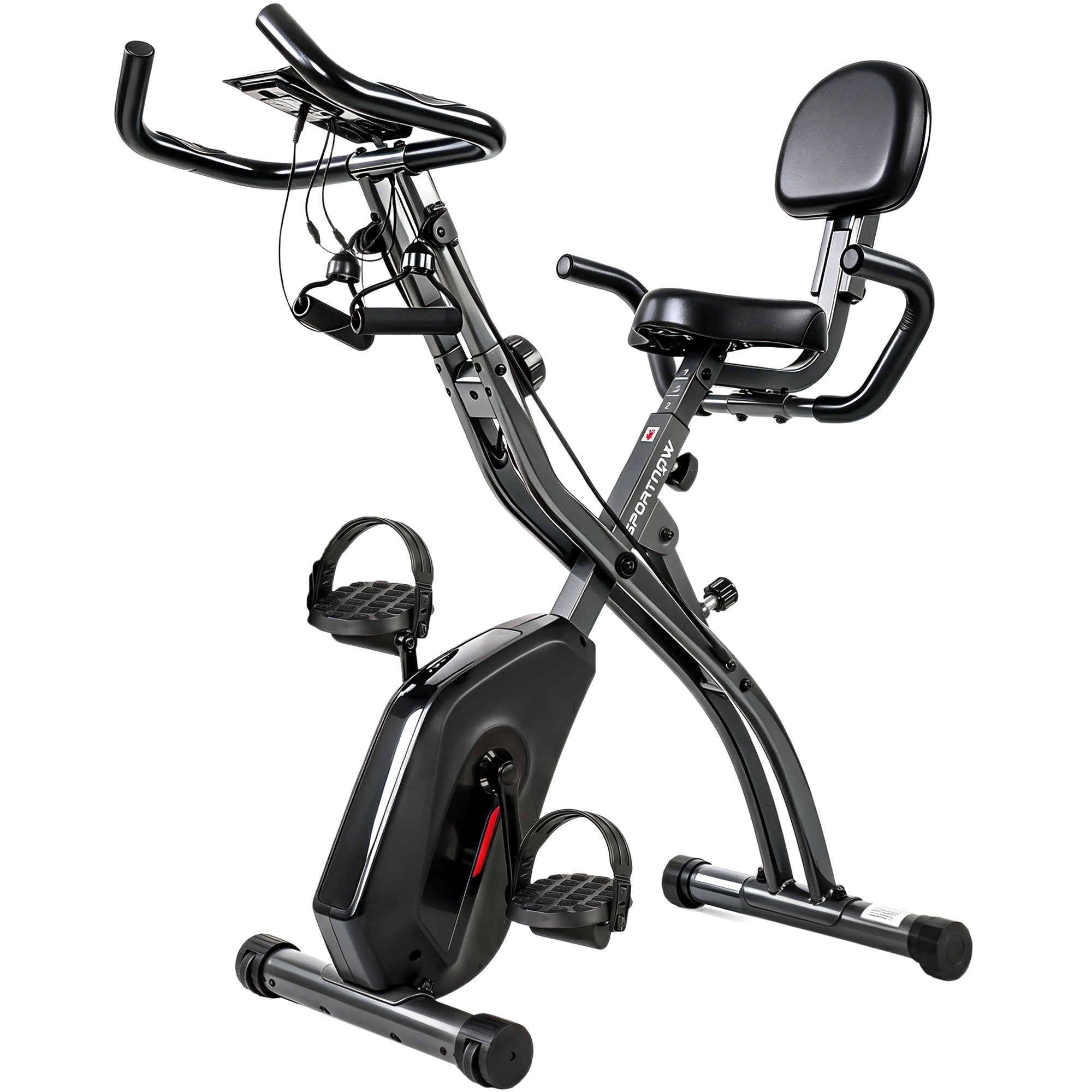 Hopfällbar 3-i-1-motionscykel, Bluetooth LCD, Pulsmätare, Tyst