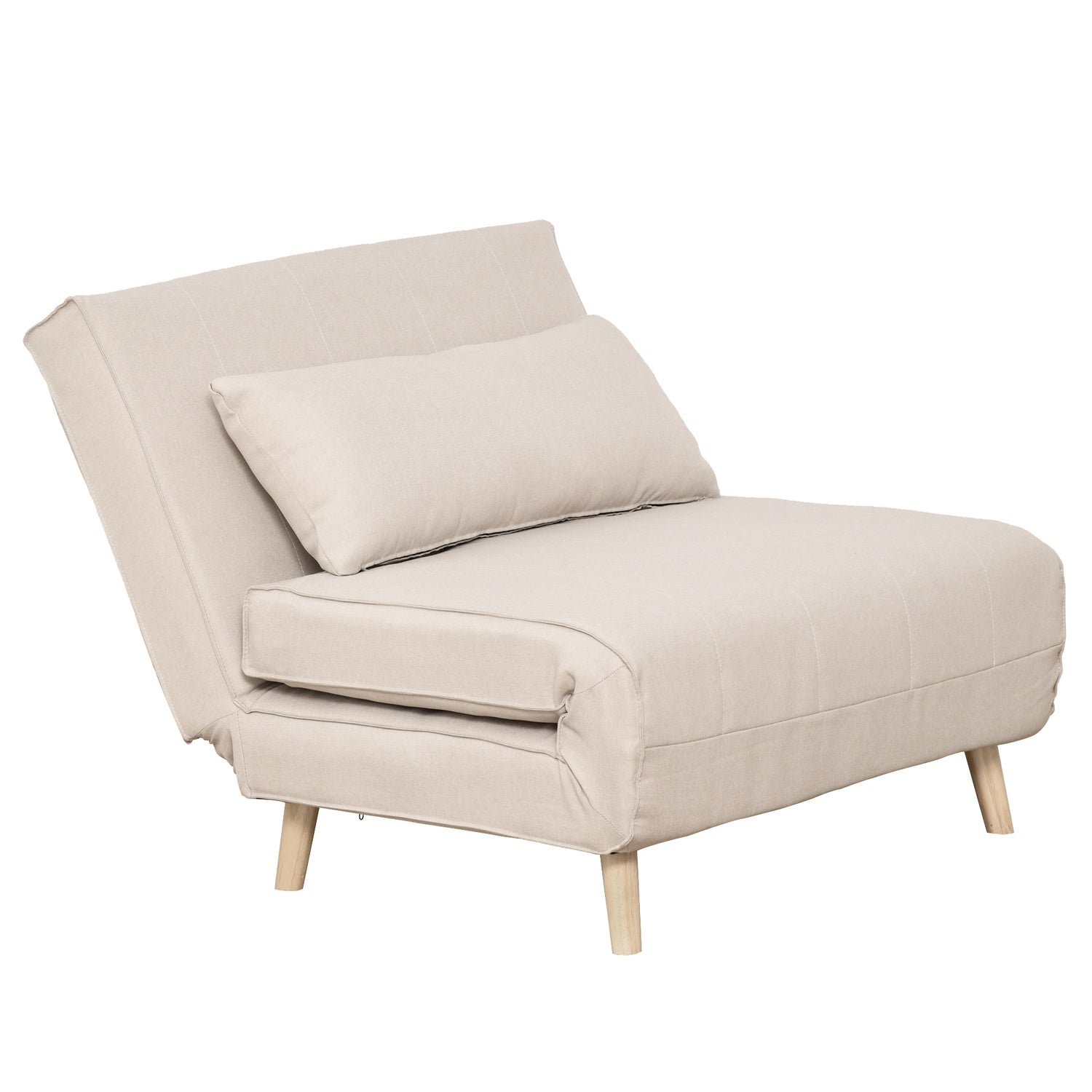 Hopfällbar bäddsoffa med justerbart ryggstöd, linne-look