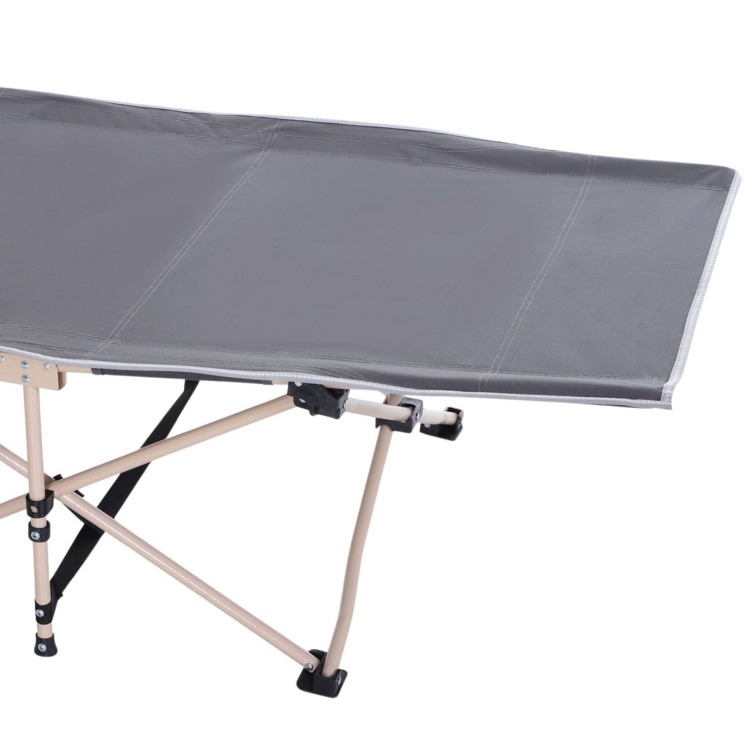 Hopfällbar campingsäng i stål med bärväska, Grå, 190x68x52 cm