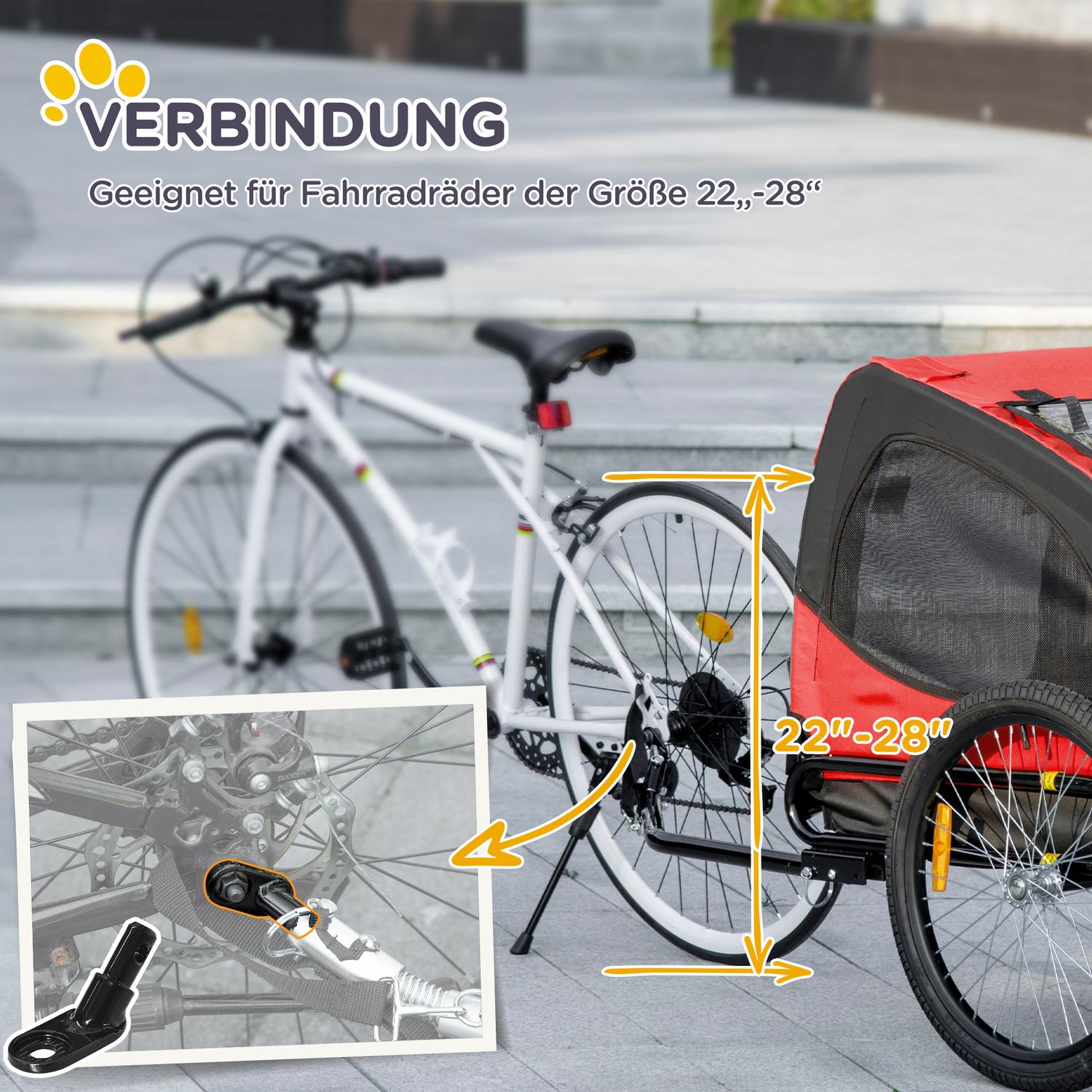 Hopfällbar hundcykelvagn, Vattentät, Röd 140x71x83 cm