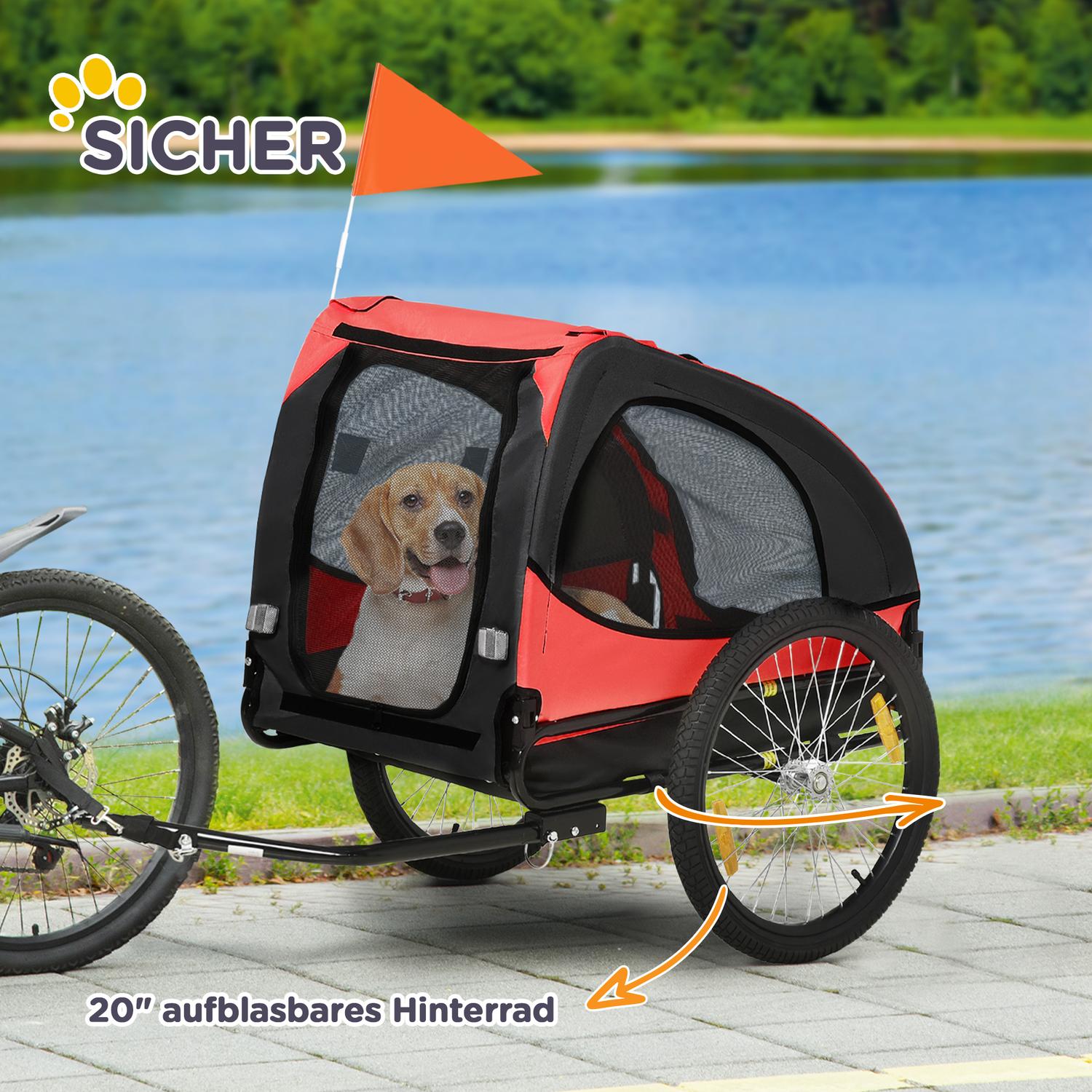 Hopfällbar hundcykelvagn, Vattentät, Röd 140x71x83 cm