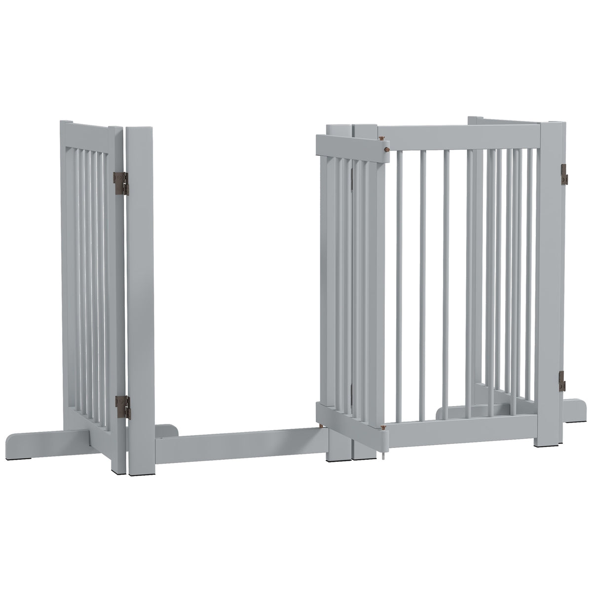 Cancelletto per cani in legno pieghevole, autoportante, grigio chiaro, 204x75 cm