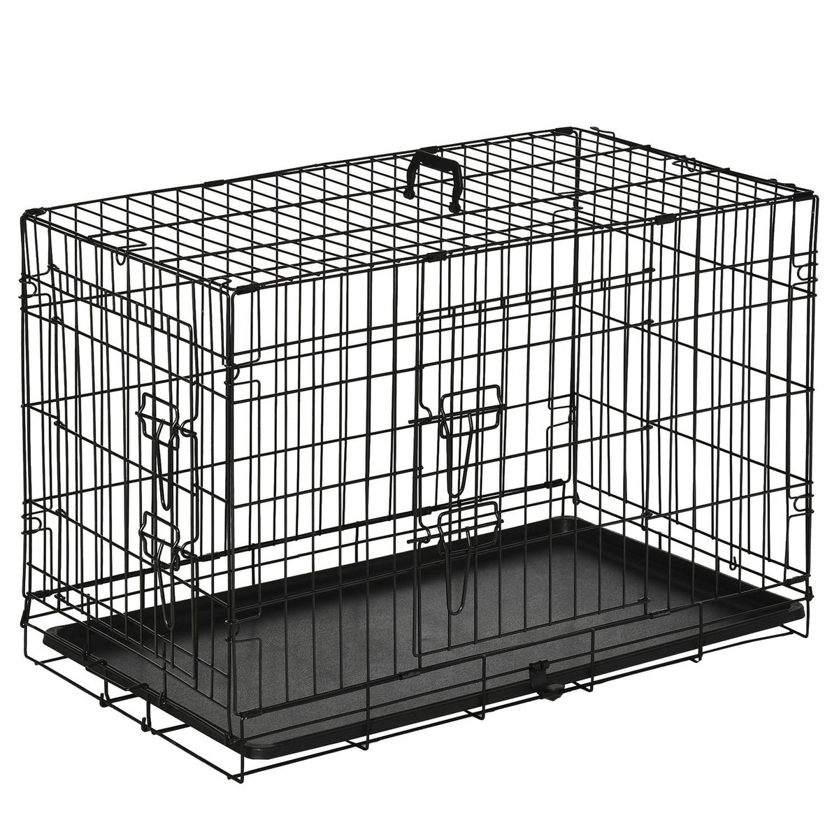 Cage pour chien pliante en métal noir – 76 x 46 x 52 cm