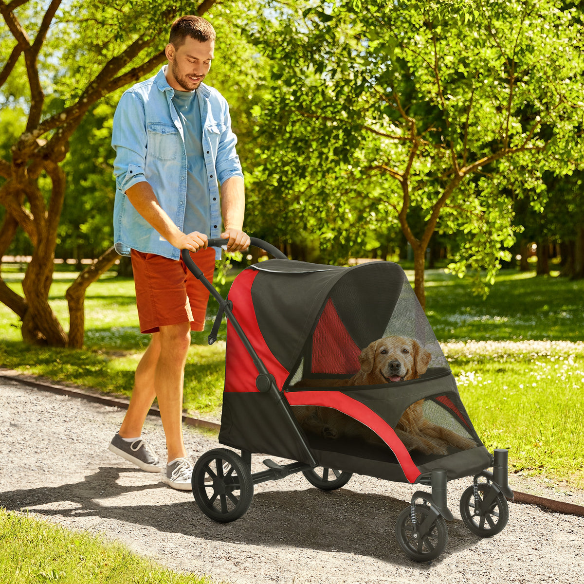 Klappbarer Haustierbuggy für grosse Hunde und Katzen, bis zu 30 kg