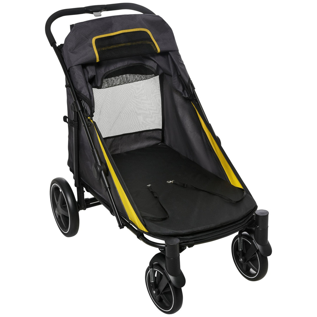 Klappbarer Haustierbuggy mit Kissen und Netzfenster, grau