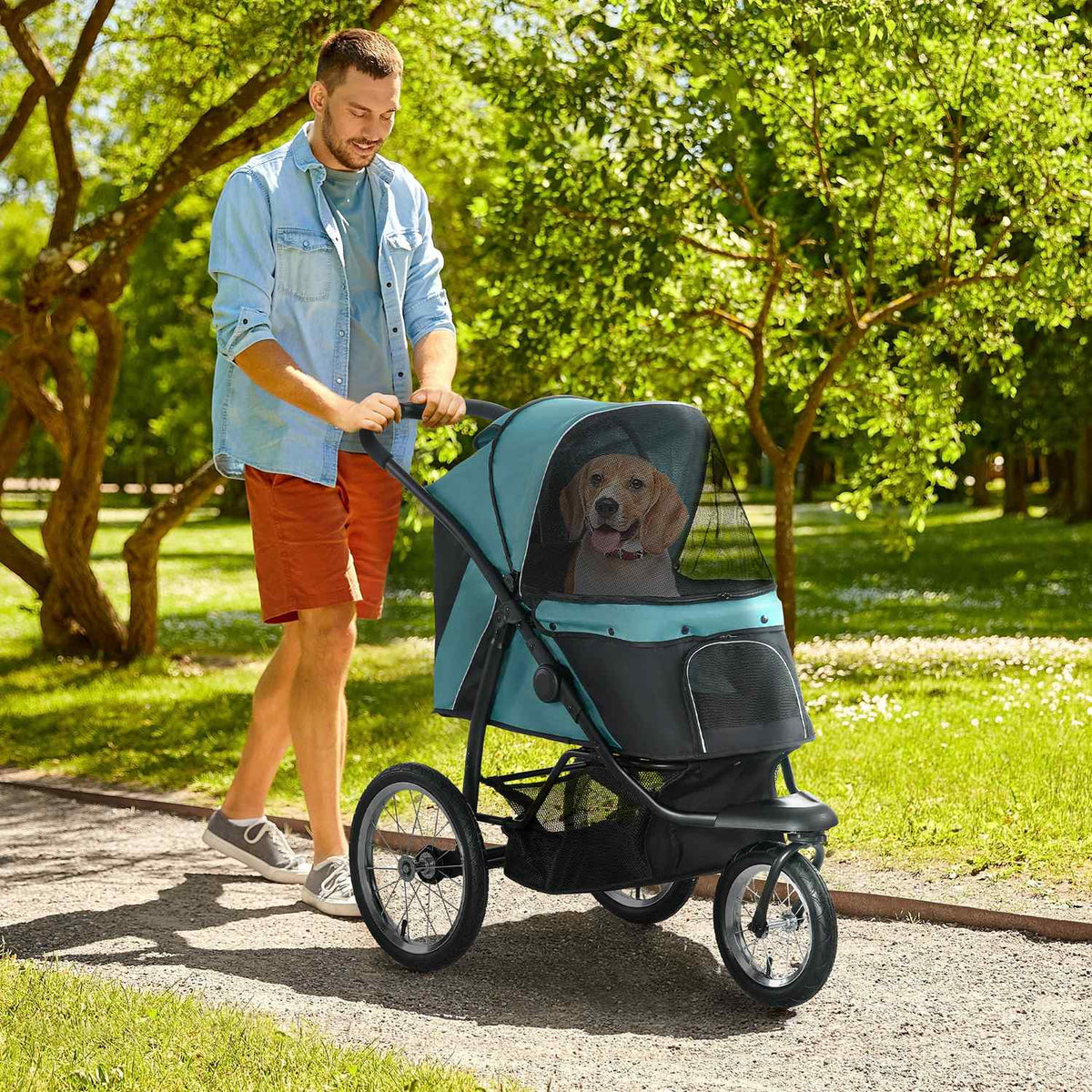 Poussette pour animaux pliante avec roulettes tout-terrain, capacité 20 kg