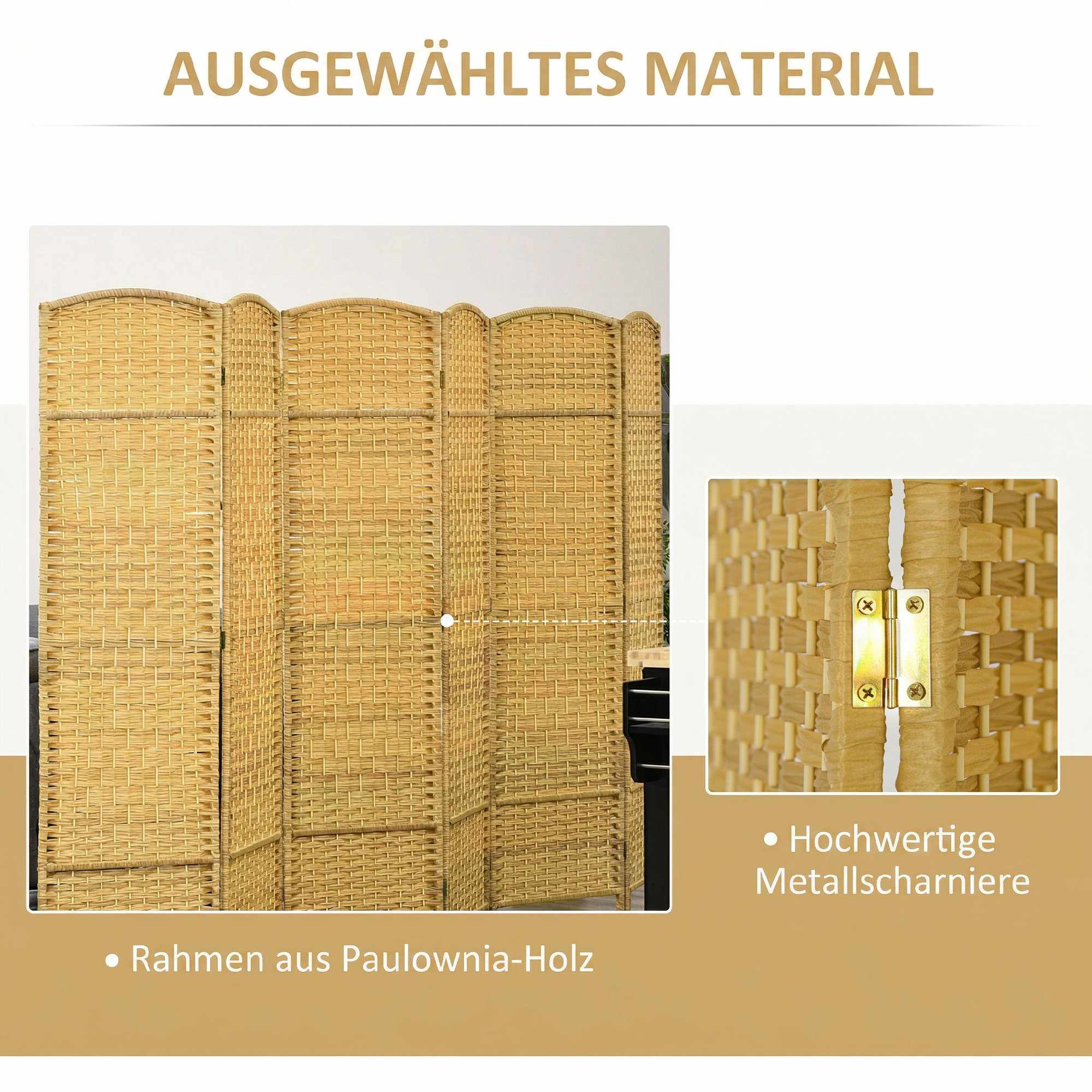 Hopfällbar rumsavdelare, 6-panelers furustom, 270x180 cm