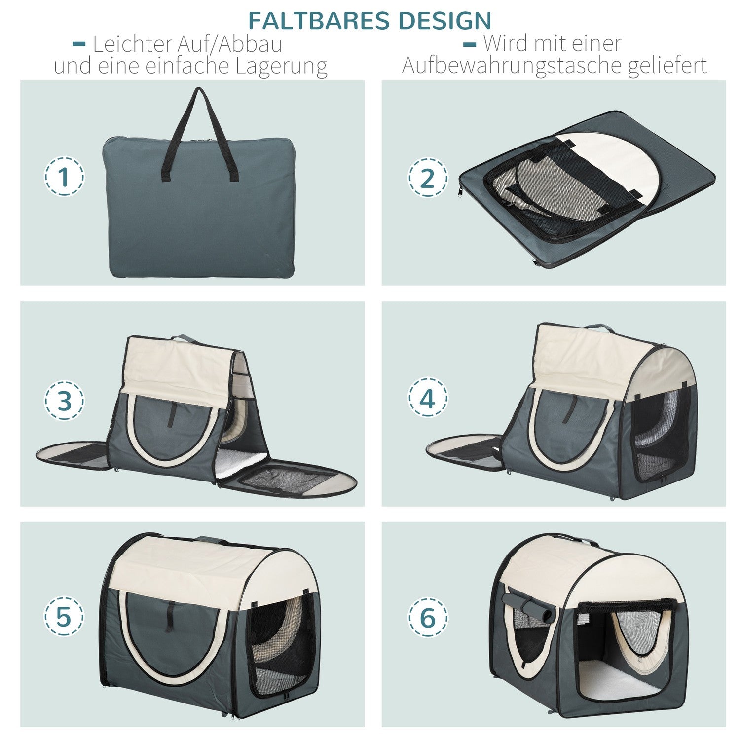 Hopfällbar ryggsäck för hundburar, vattentät, 70x51x59 cm