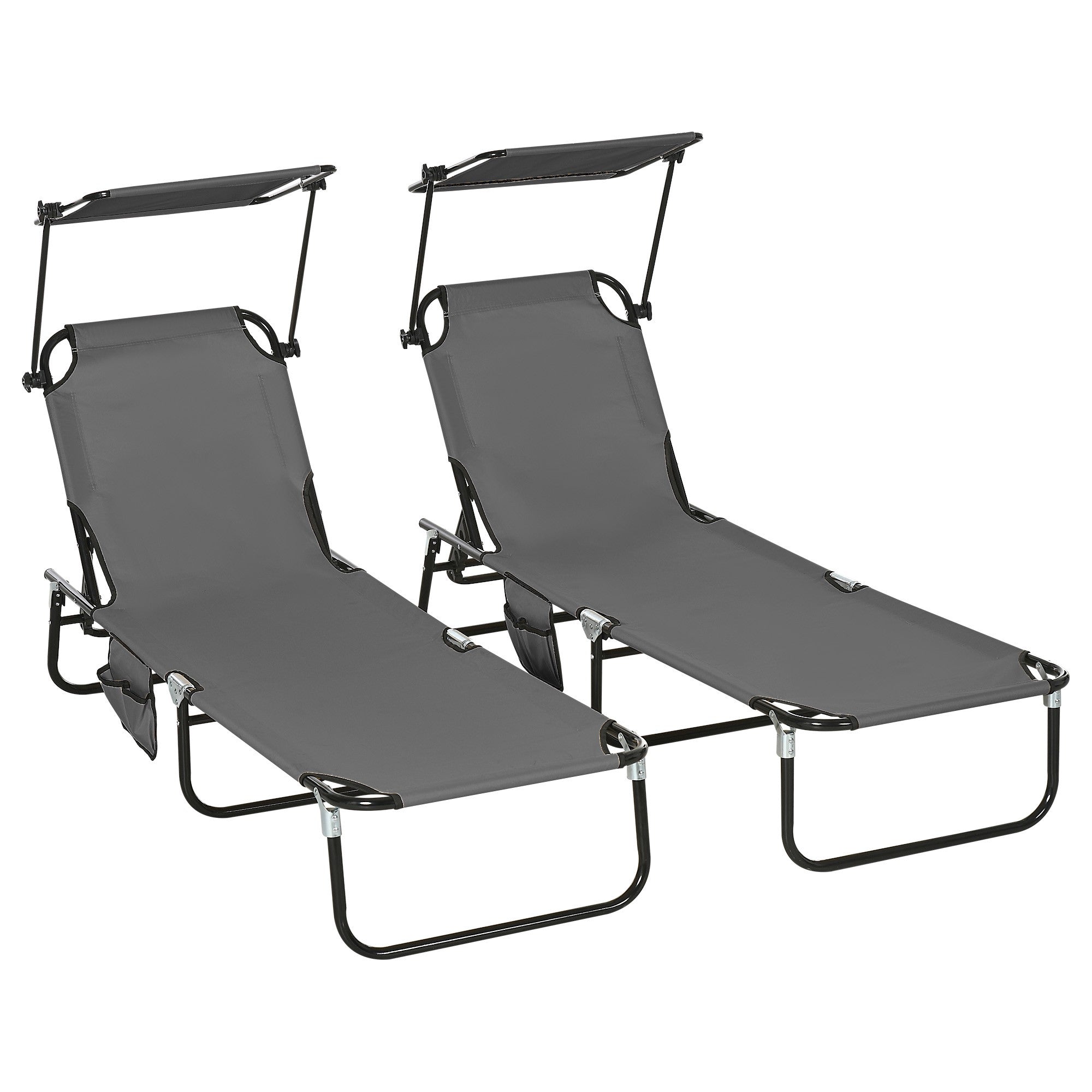 Hopfällbar solsäng med tak, ryggstöd med 5 positioner