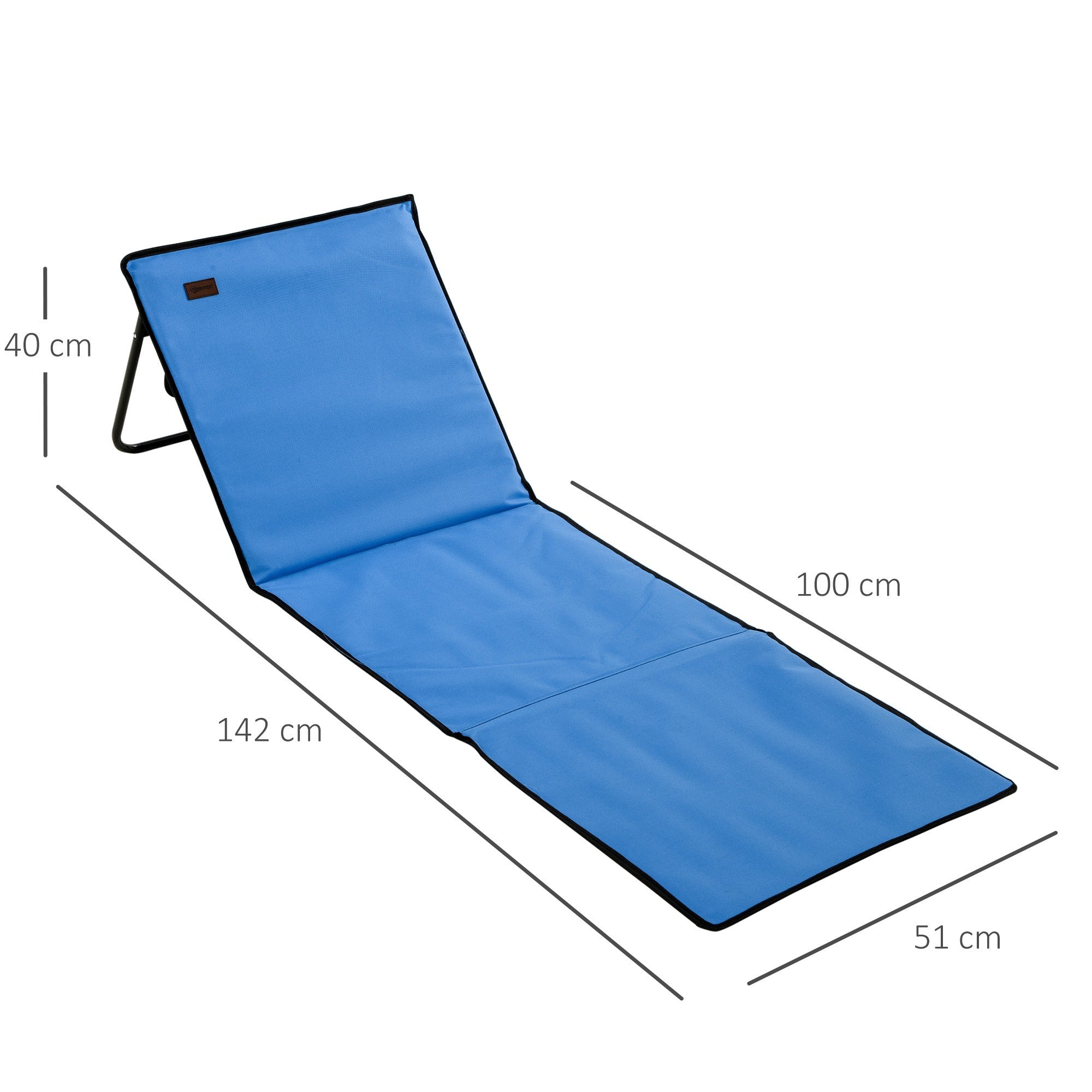 Hopfällbar strandloungeset, stålram, blå, 2-pack