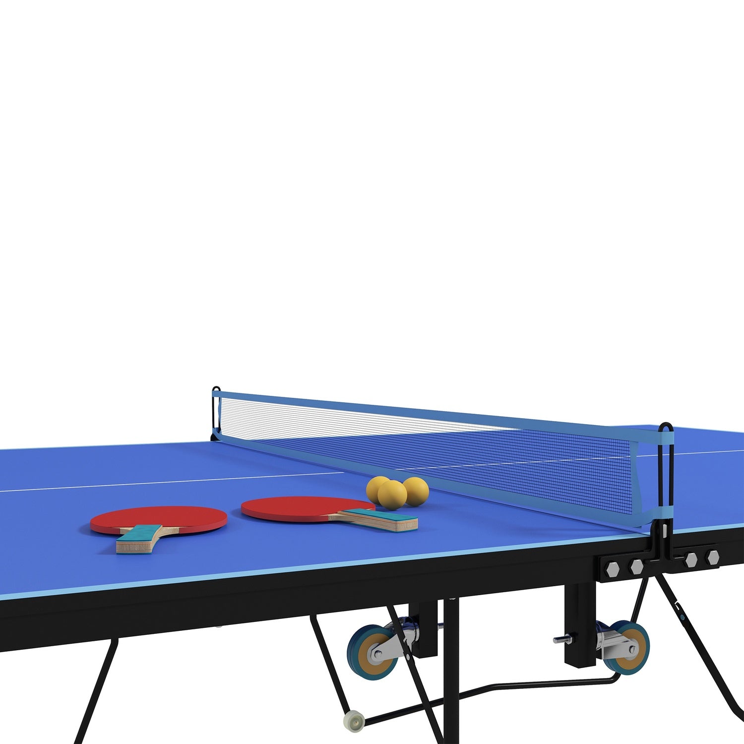 Hopfällbart bordtennisset utomhus med nät och hjul