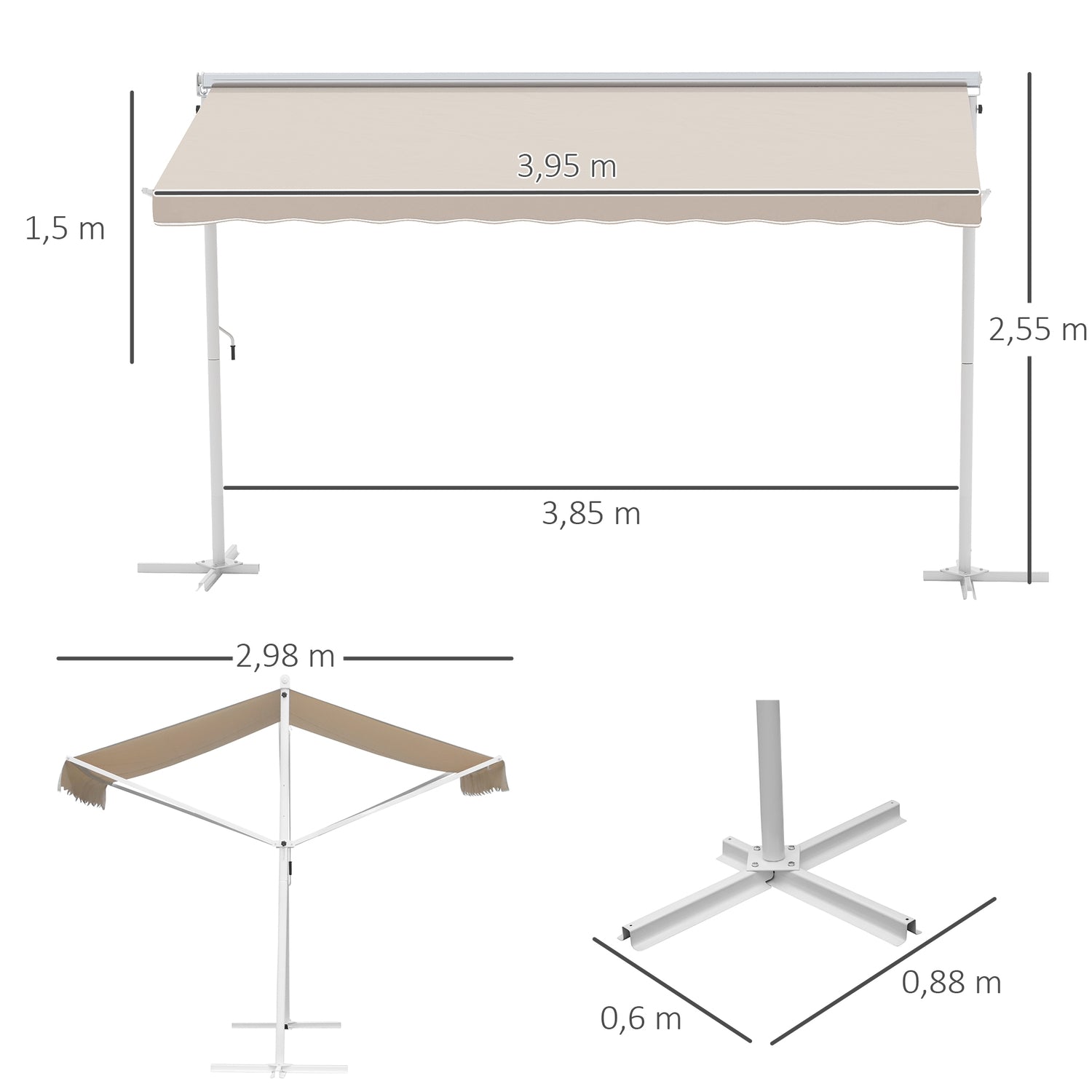 Hopfällbar trädgårdsmarkis 4x3M Beige – Sol- och väderskydd
