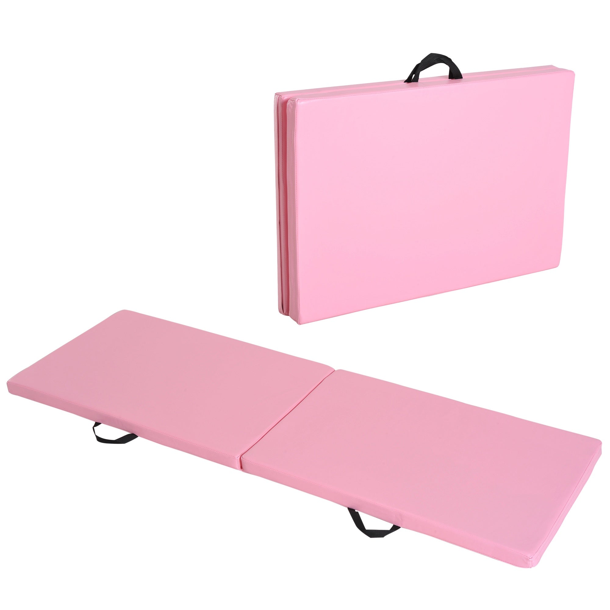Hopfällbar träningsmatta med handtag, 180x60x5 cm, rosa