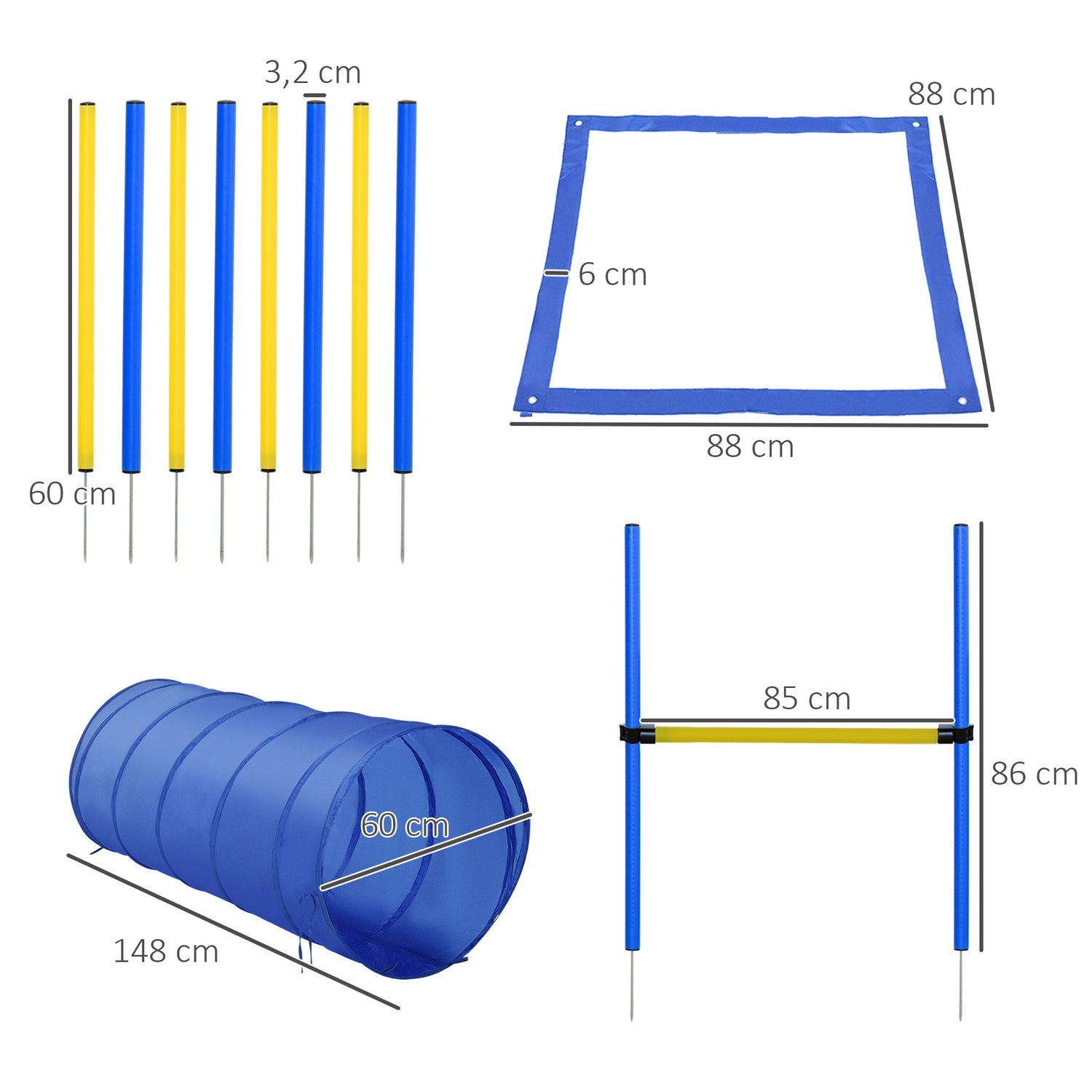 Hund Agility Training Set – Tunnel, Slalom, Häck