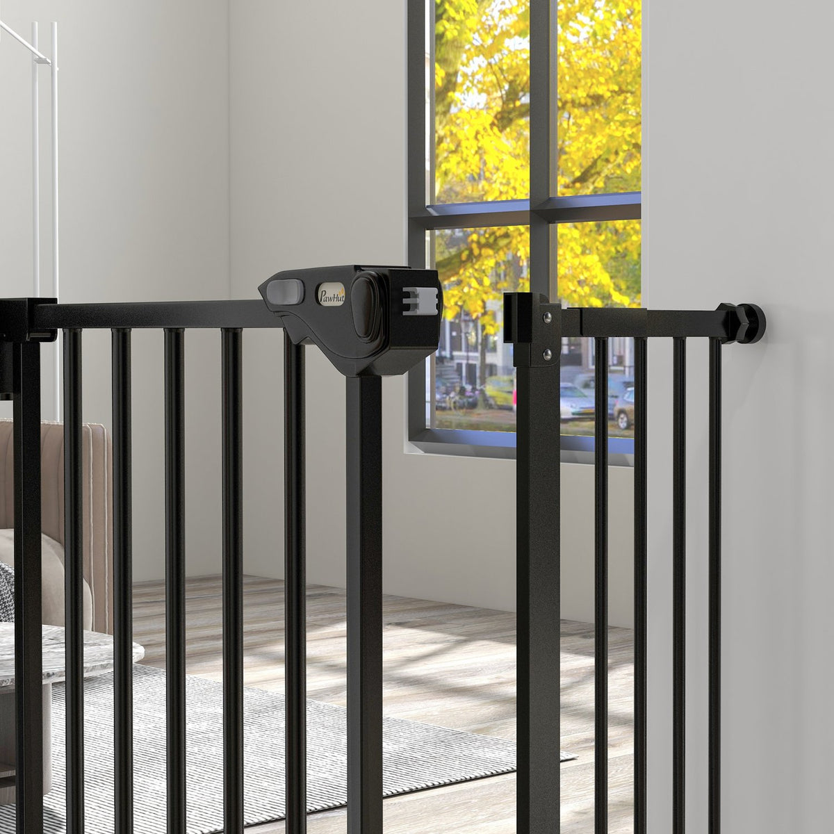 Barrière de sécurité pour chien, largeur réglable, sans perçage, noir