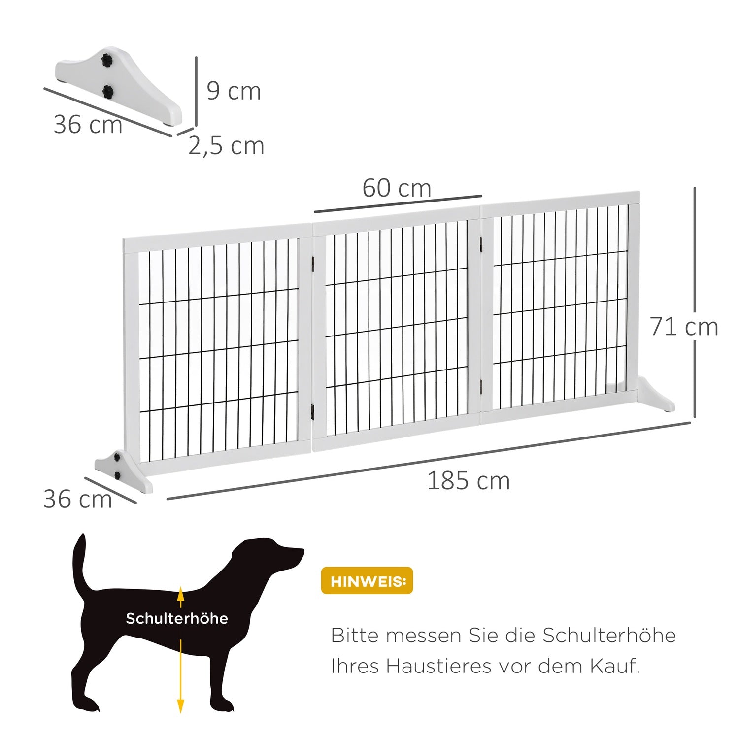 Hundspärrport, Furu, Vit, 185x36x71 cm
