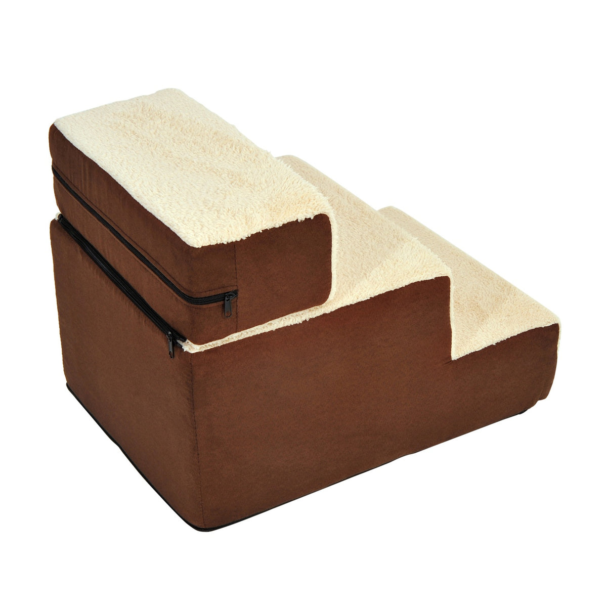 Haustiertreppe, 3-stufig Plüsch beige, 54x40x39 cm