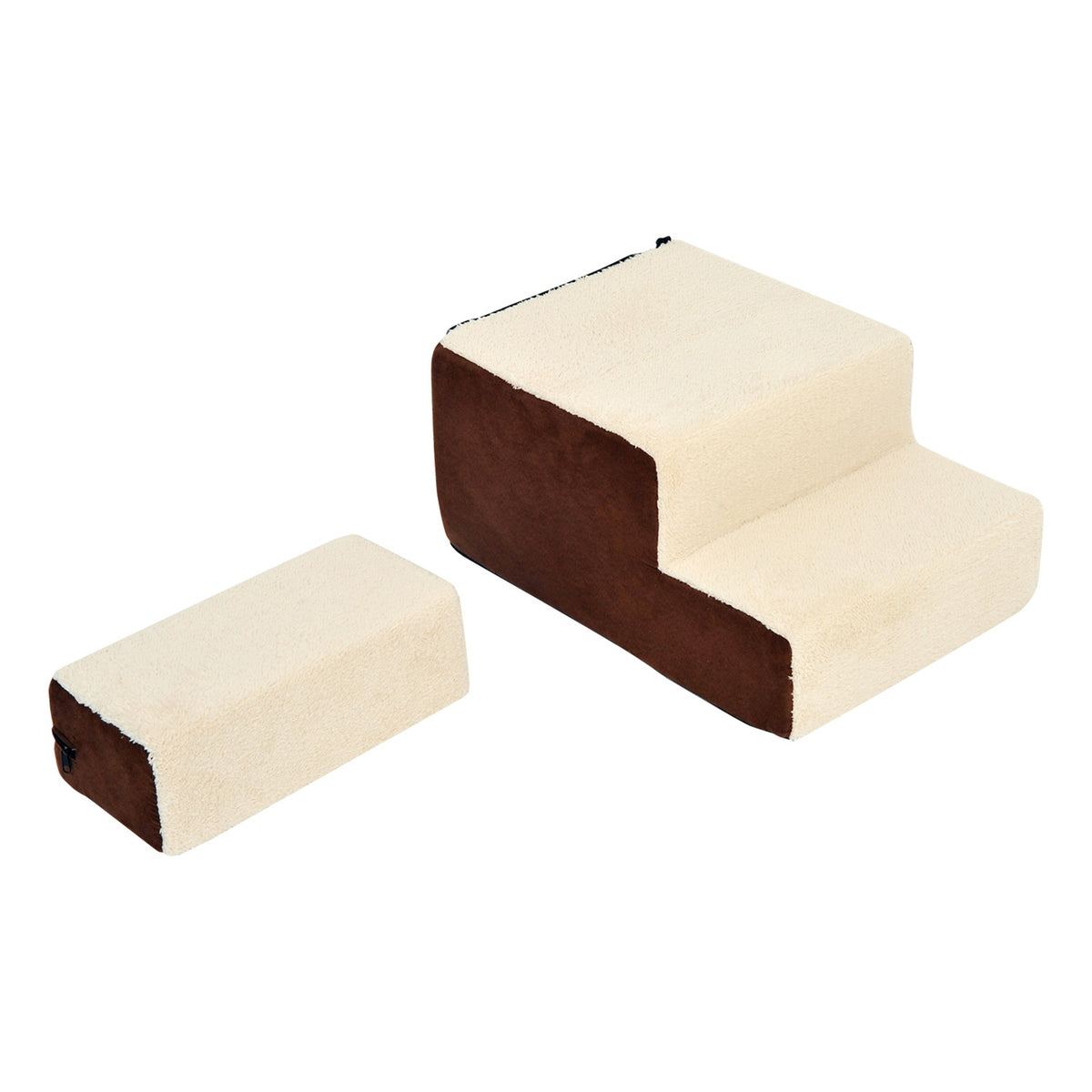 Haustiertreppe, 3-stufig Plüsch beige, 54x40x39 cm