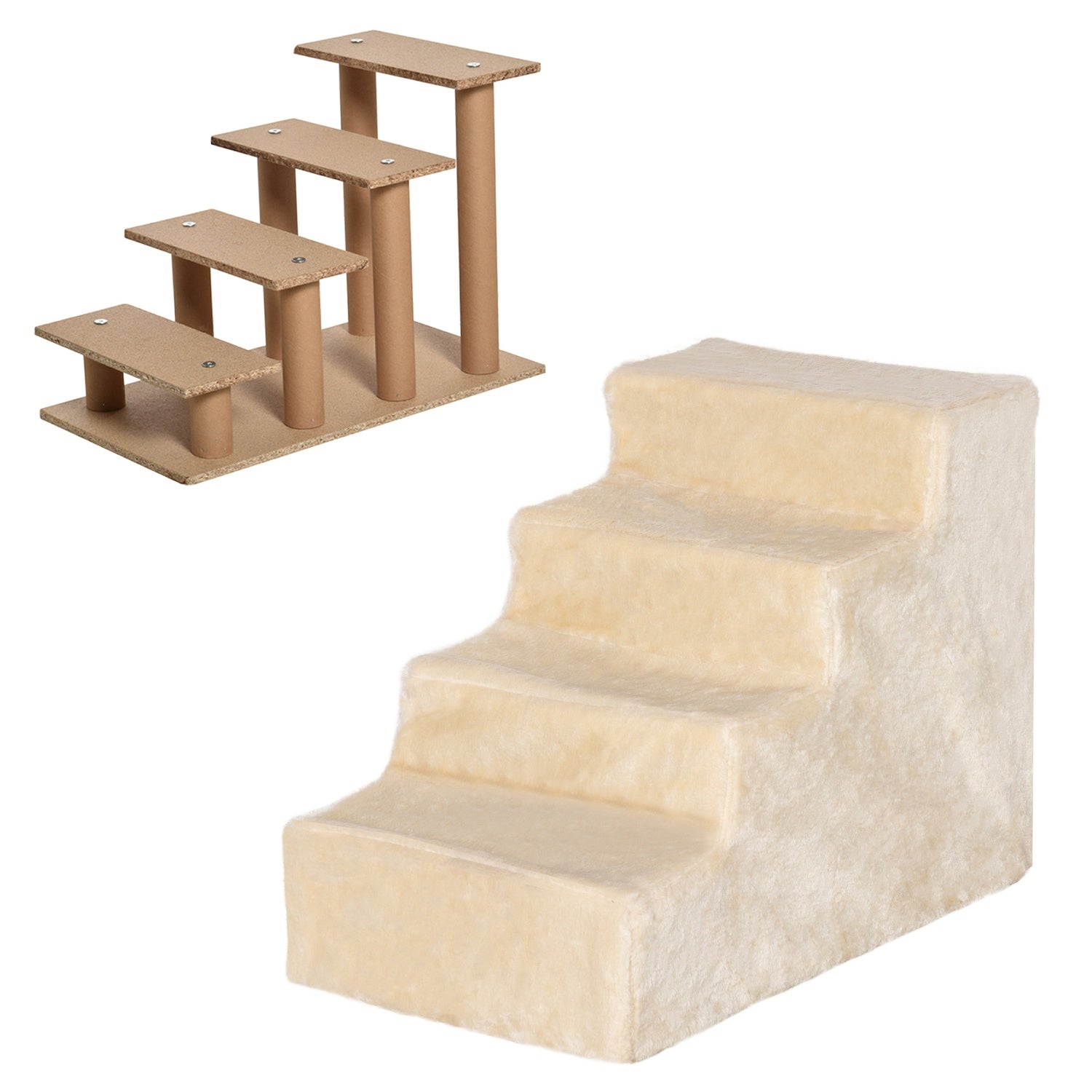 Husdjurstrappa, 4-stegs ramp med avtagbar kåpa, beige
