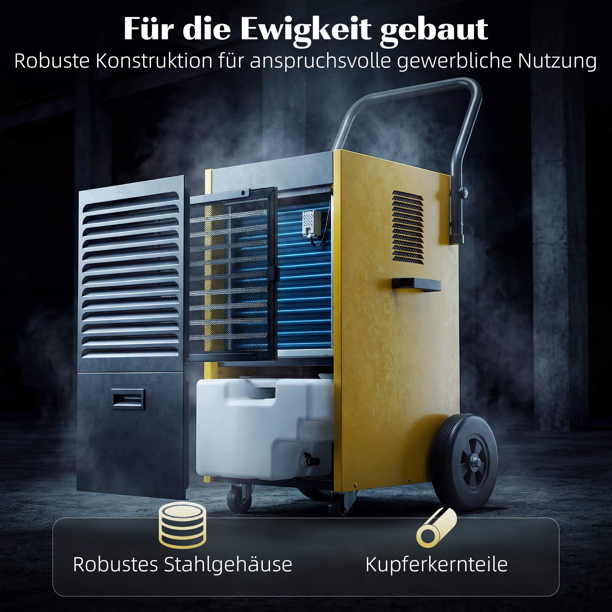 Industriell avfuktare, 70 l/dag, kontinuerlig dränering