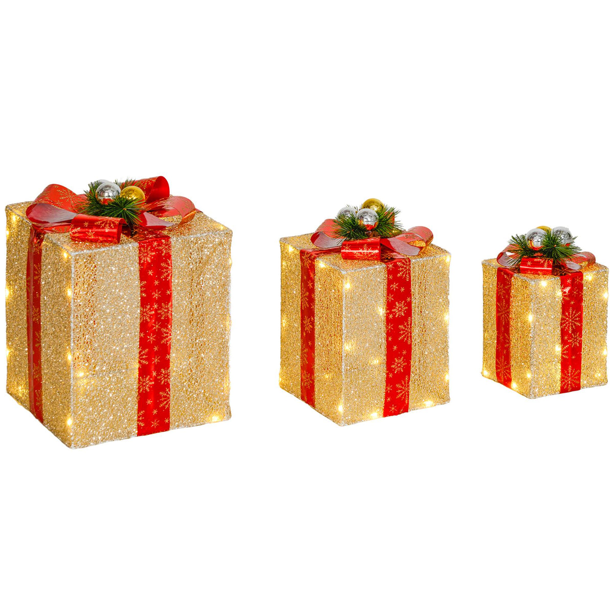 Julklappsljusset, 3-delars, 58 lysdioder, guld