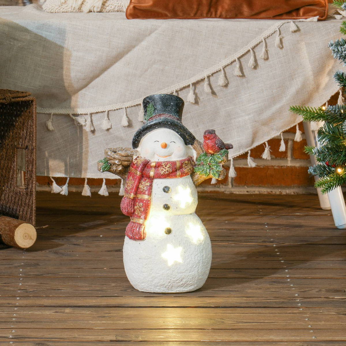 Julsnögubbefigur med LED-ljus, 38 cm, inomhus/utomhus