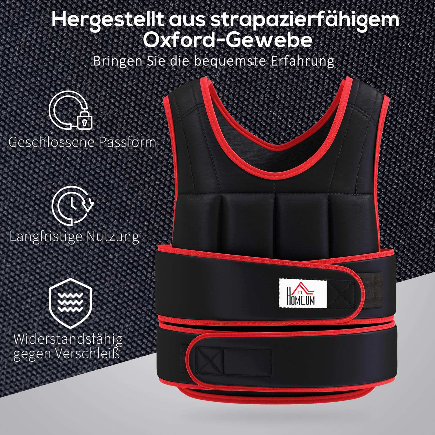 Justerbar 20 kg träningsväst, dubbla remmar, Oxford-tyg