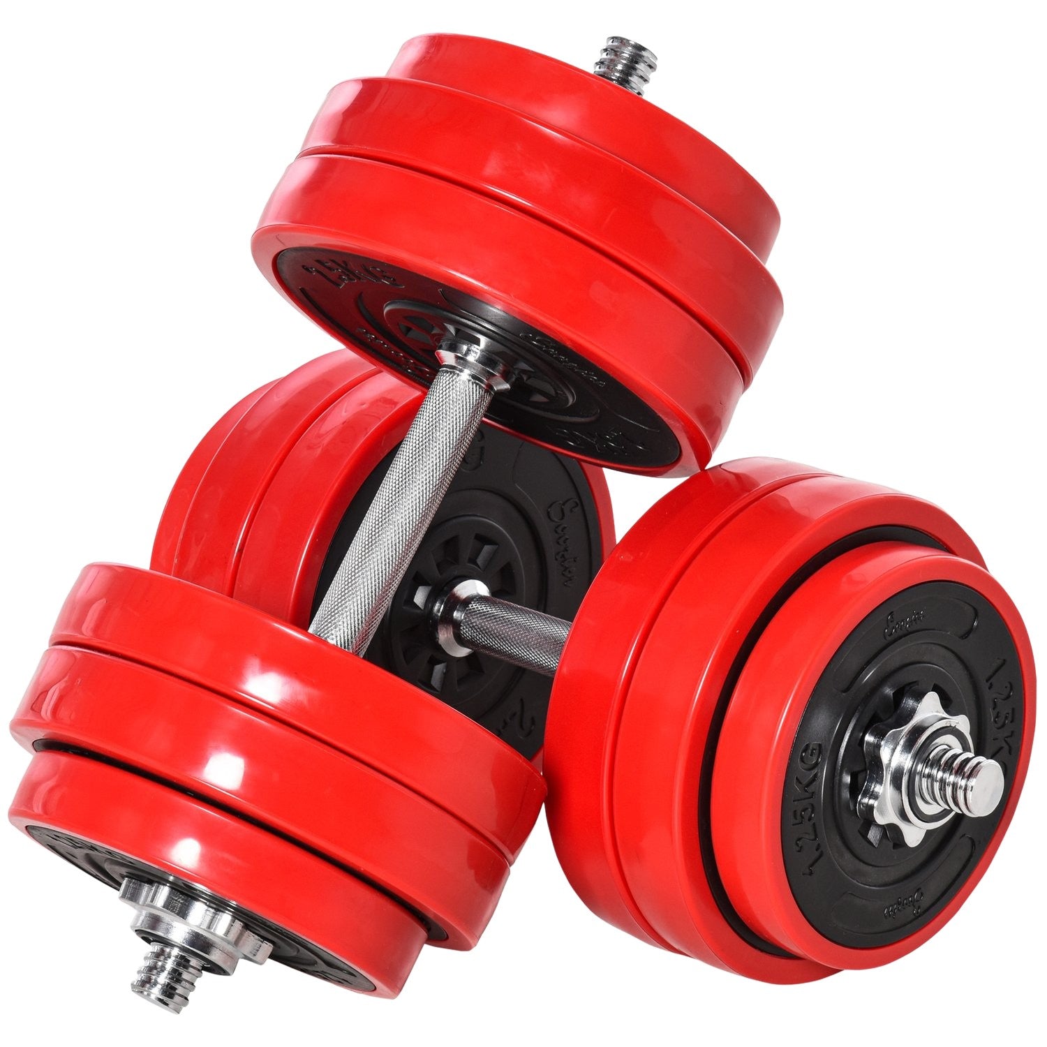 Justerbar 2-i-1 hantelset, 20/30 kg, stål & PP-plast