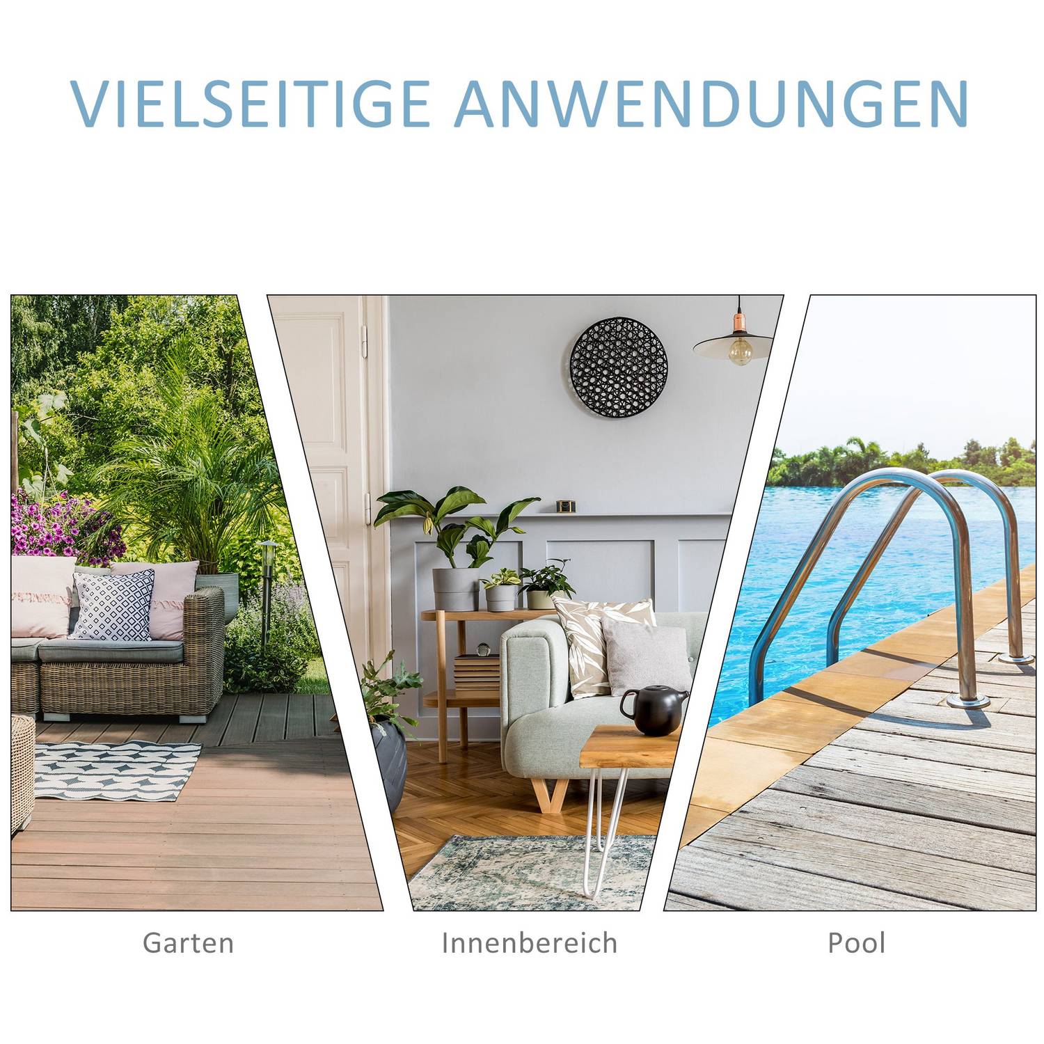 Justerbar 3-delad solstolsset med bord – rotting & metall