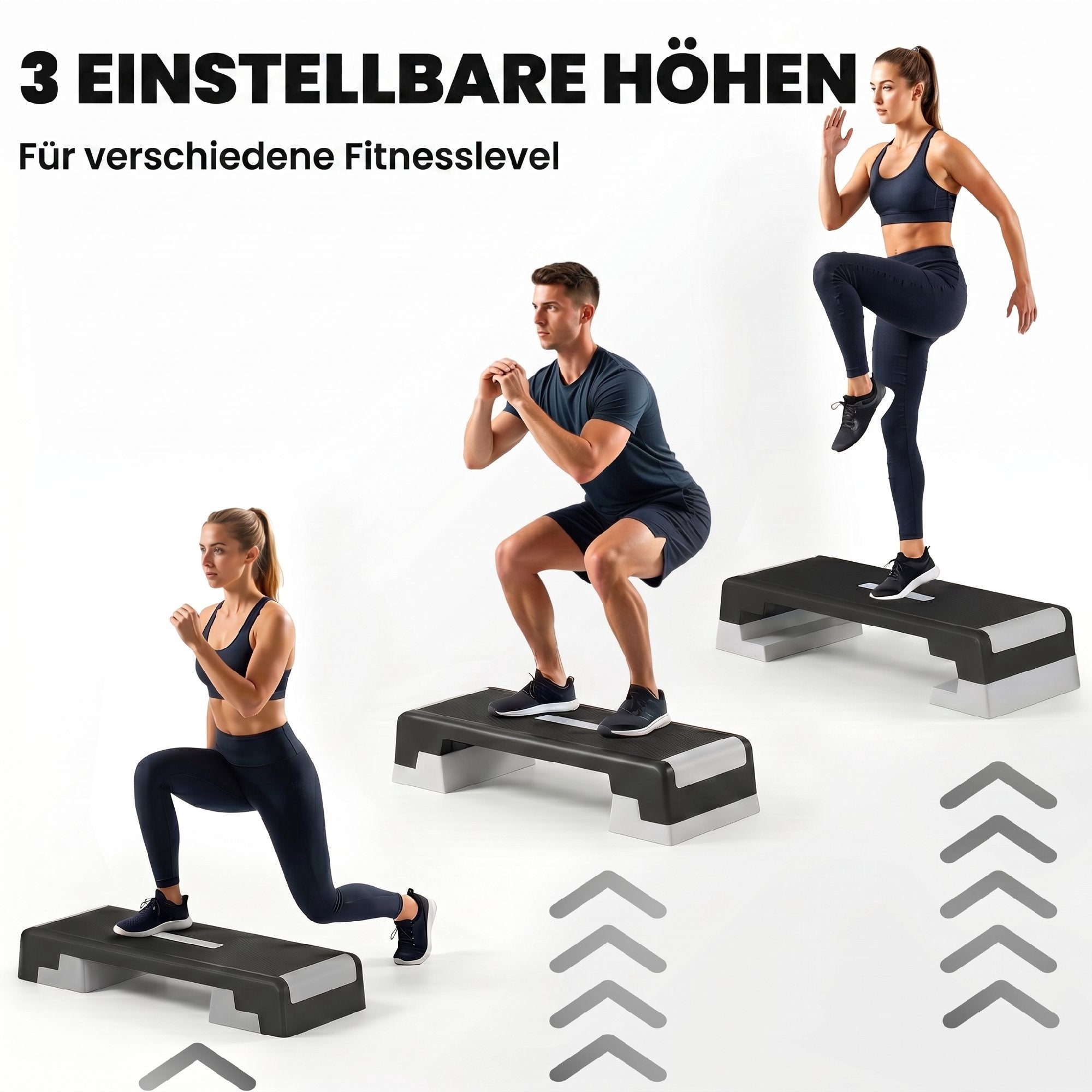 Justerbar aerobisk stegplattform, halkfri, 3 höjder 15-25 cm