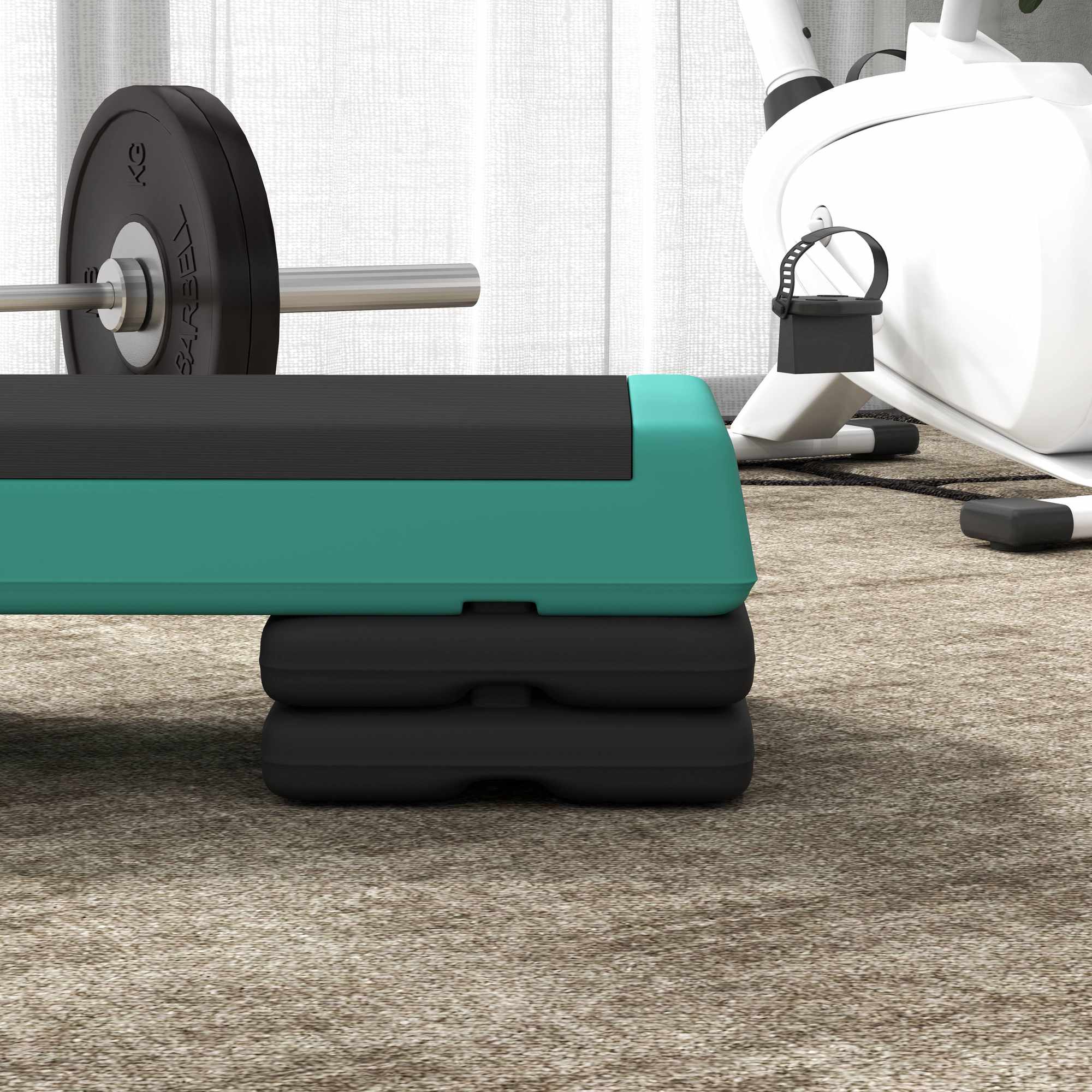 Justerbar aerobisk steppmaskin med halkfri yta, grön