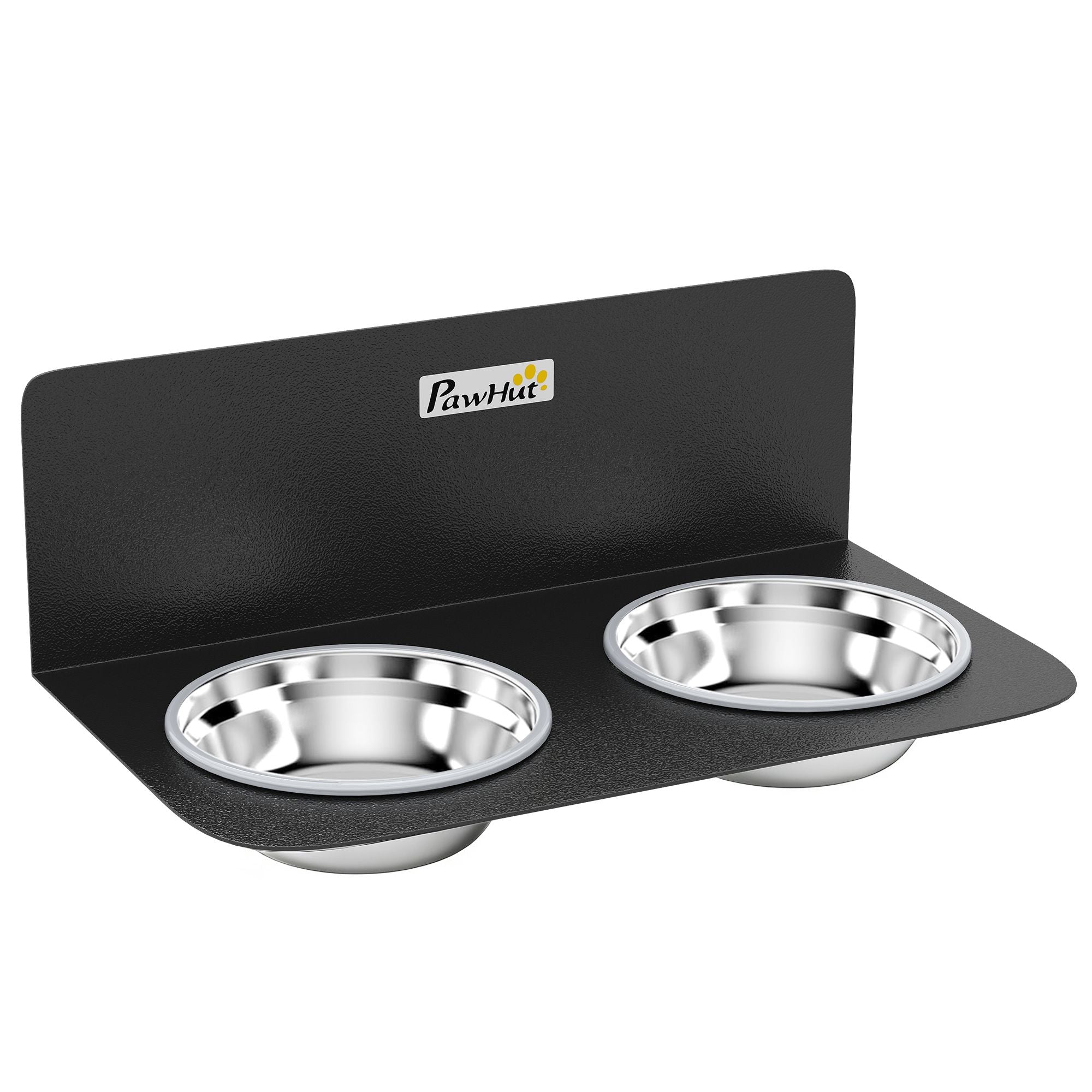 Justerbara väggmonterade hundskålar med 2 rostfria skålar