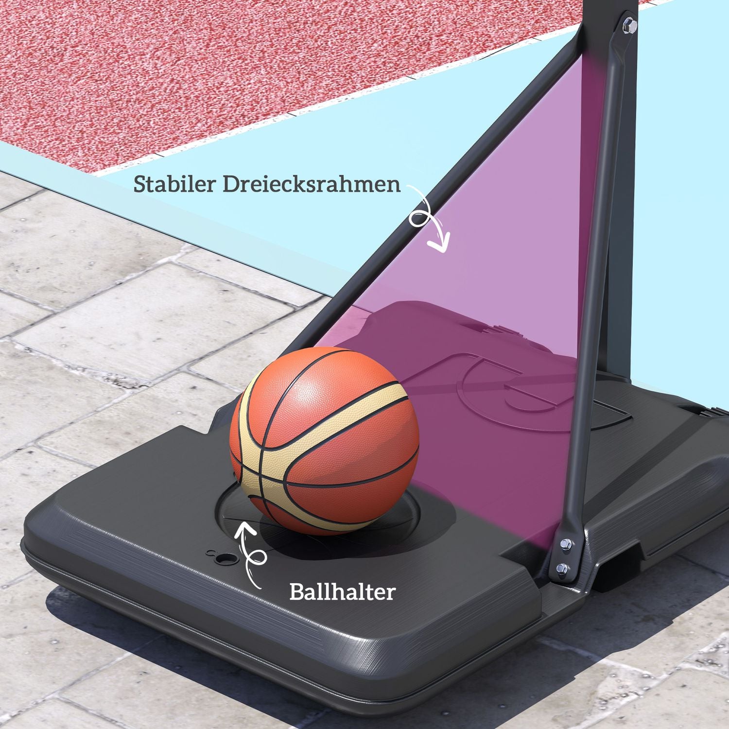 Justerbar basketbåge med stativ, 146-236 cm, bärbar
