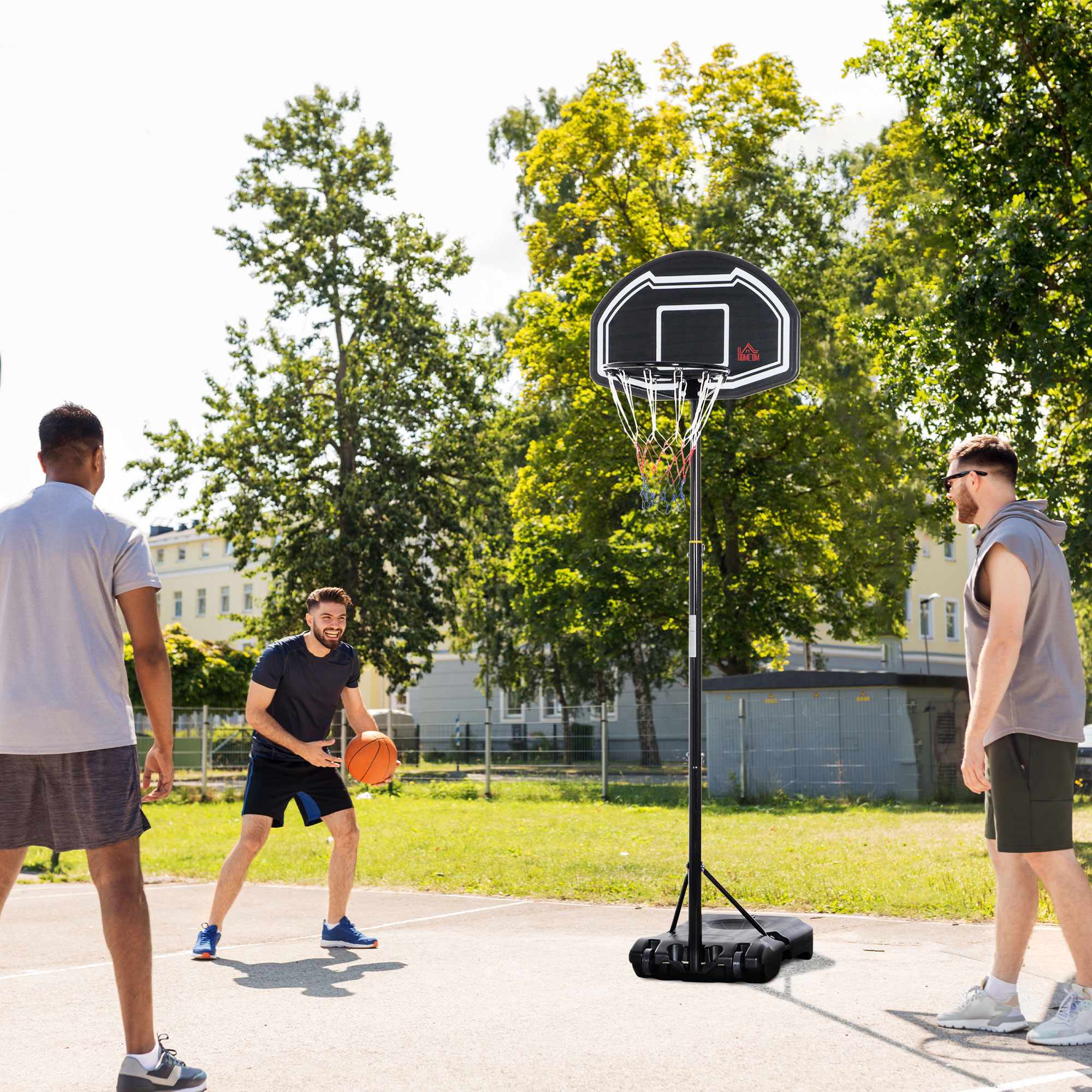 Justerbar basketkorg för utomhusbruk med hjul, 160-210 cm