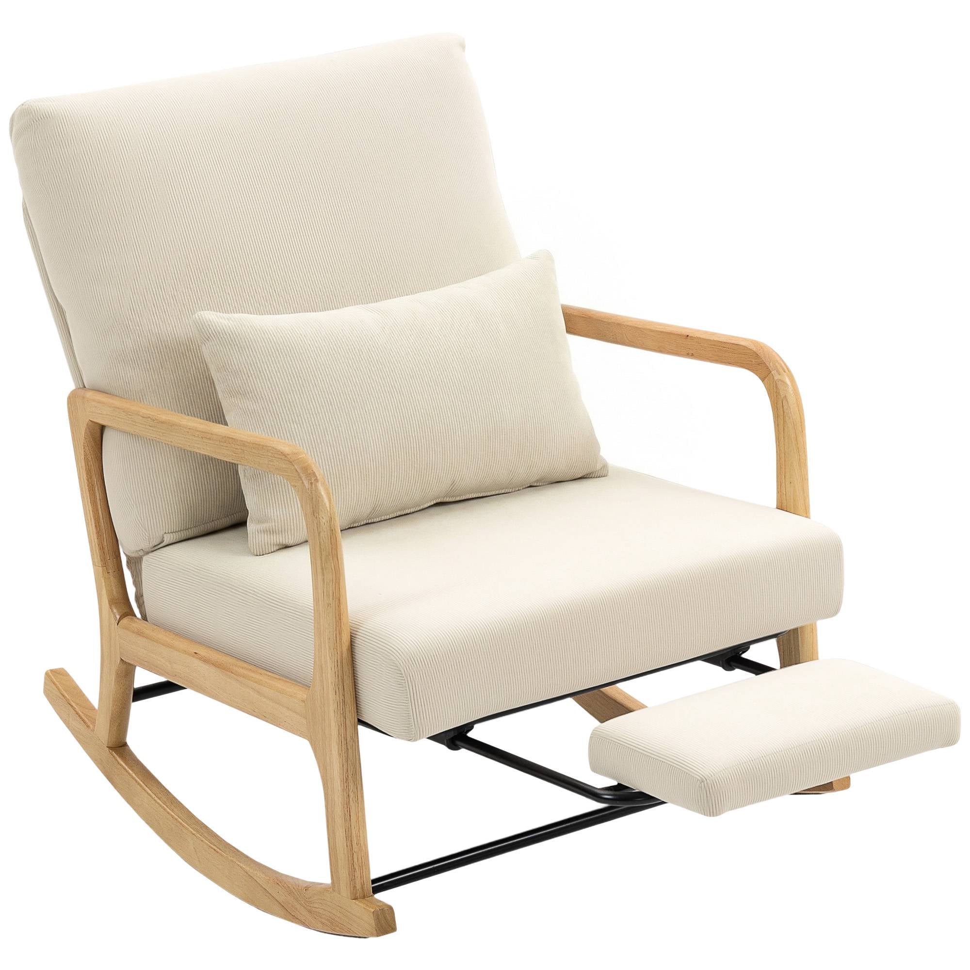 Justerbar gungstol med fotstöd, beige manchester