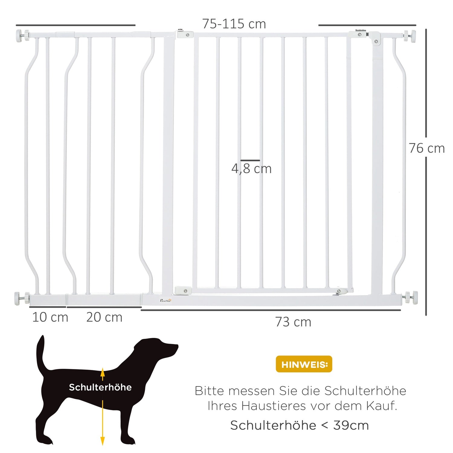 Justerbar hund- och babygrind – No-Drill, Svart, 75-115 cm