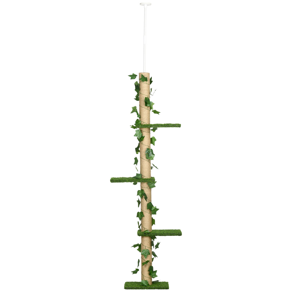 Verstellbarer Jute-Kratzbaum, Deckenhöhe 202-242 cm, grün/gelb