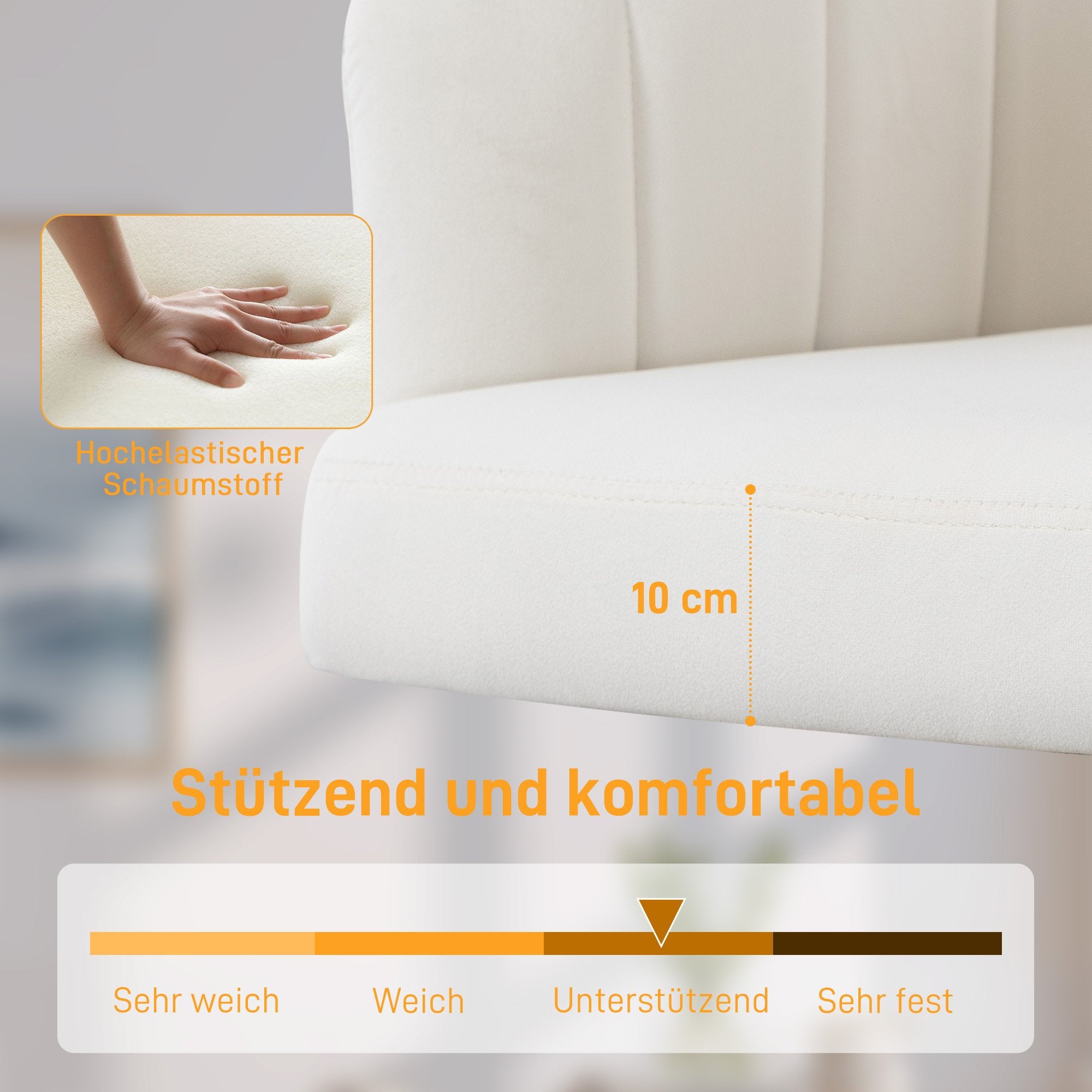 Justerbar kontorsstol i sammet, skumstoppning, krämvit