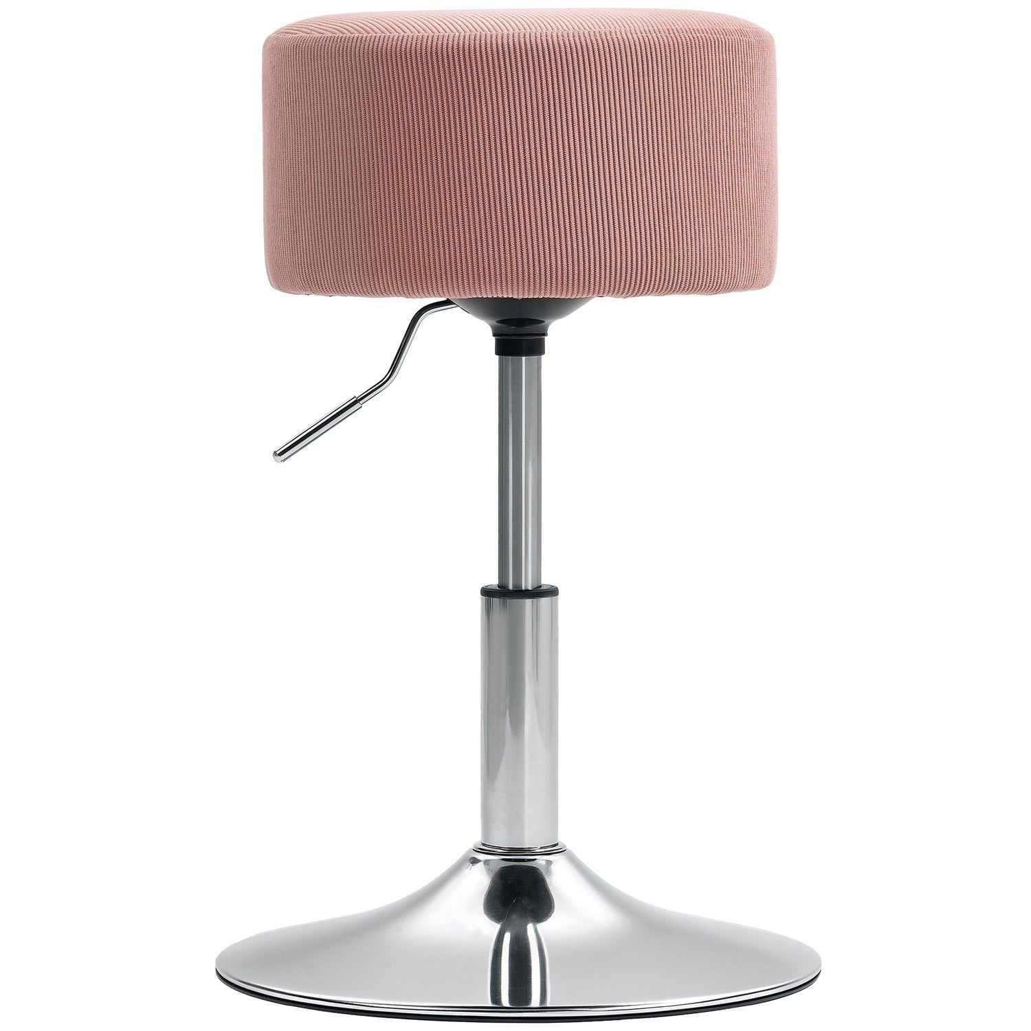 Justerbar rosa manchesterbarstol, 360° vridbar, metallbas