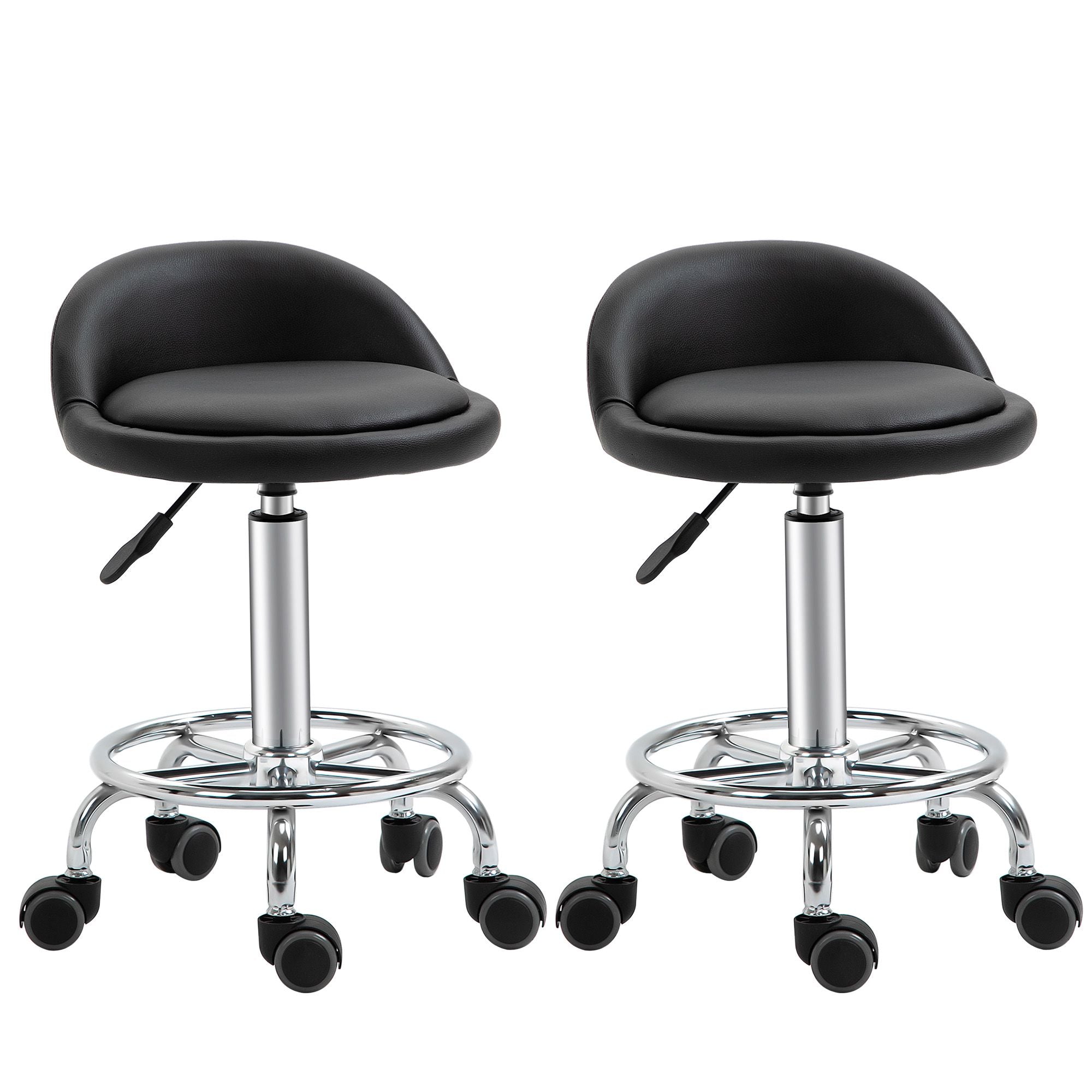 Justerbar rullpall set om 2 med ryggstöd, 57-72 cm