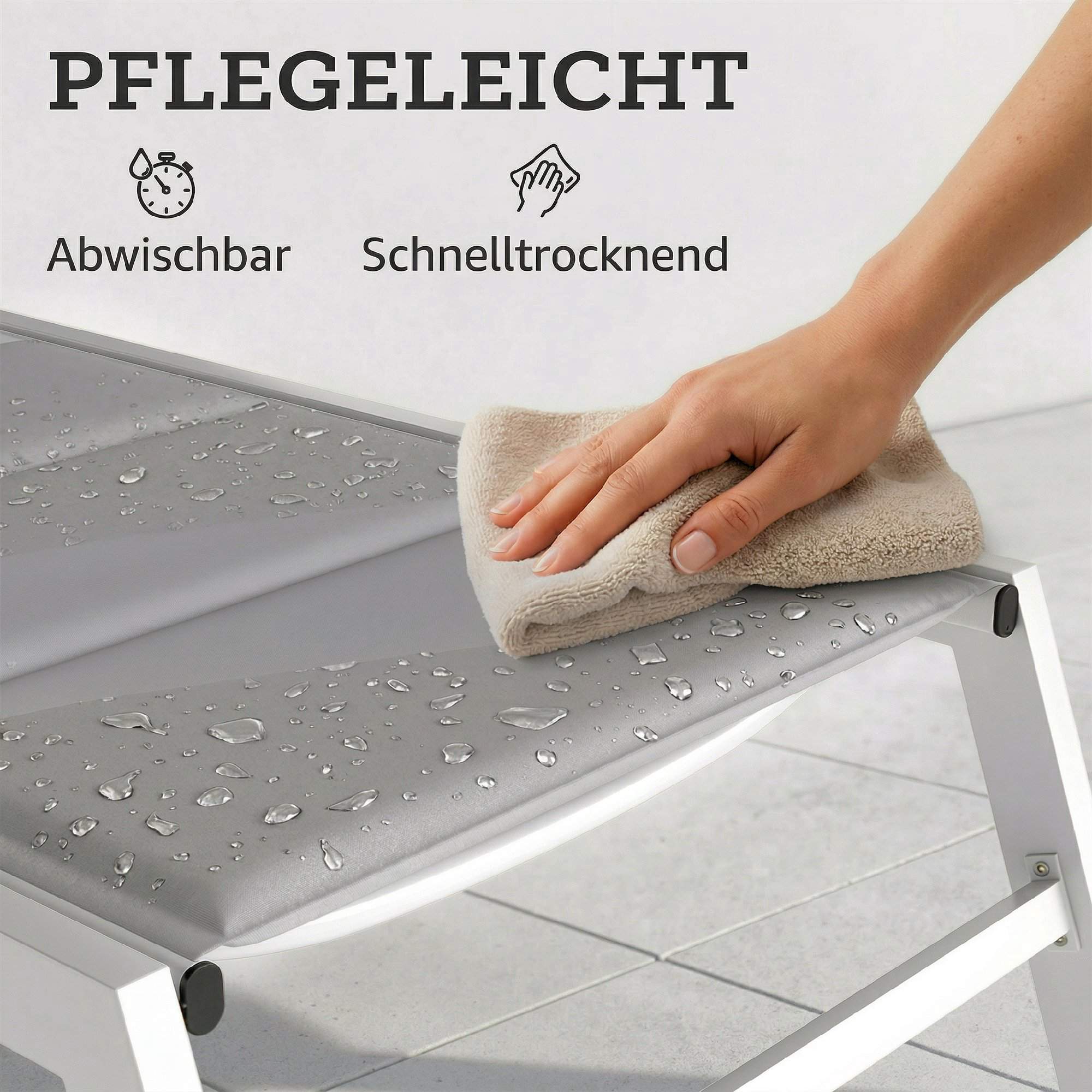 Justerbar solsäng, Andningsbart tyg, Aluminiumram