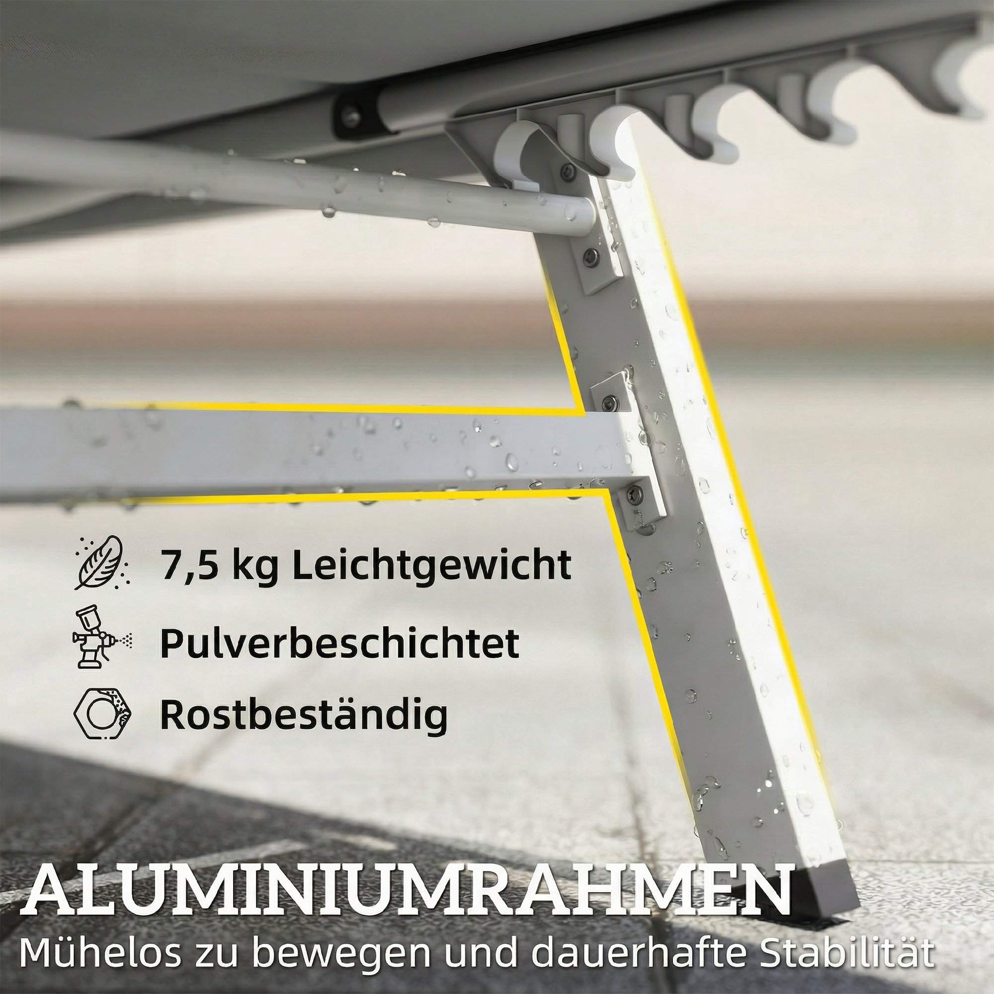 Justerbar solsäng, Andningsbart tyg, Aluminiumram