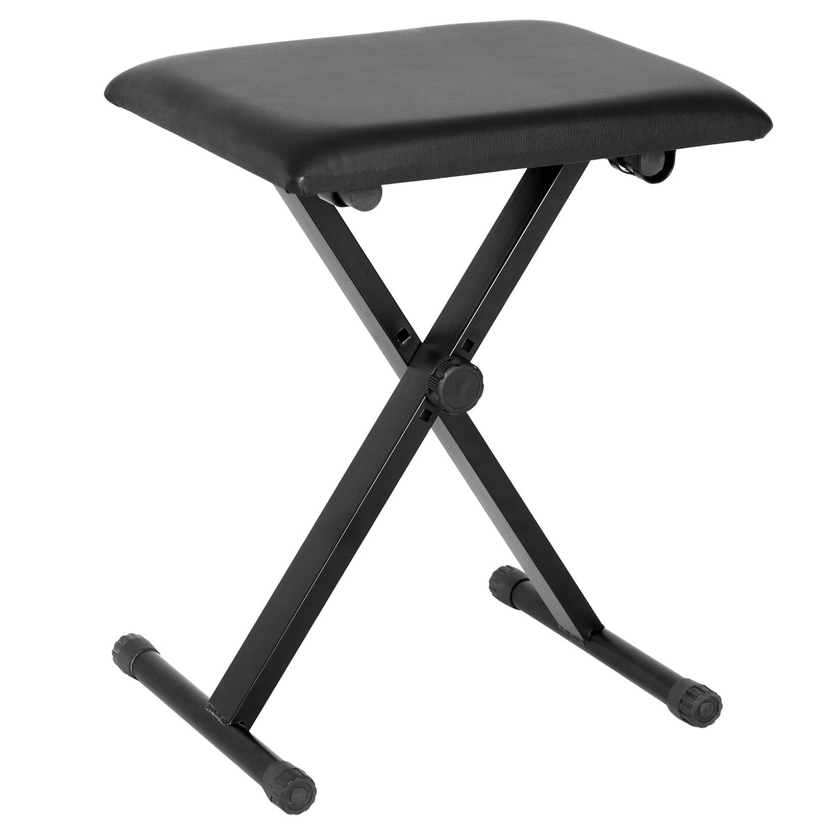 Banquette de piano en métal noir réglable – assise en mousse et similicuir