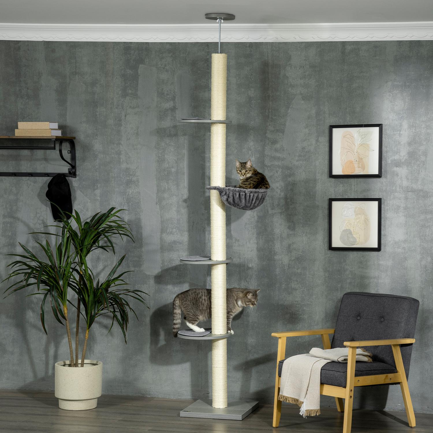 Justerbar takskrapstolpe, 230-250 cm, grå/kräm