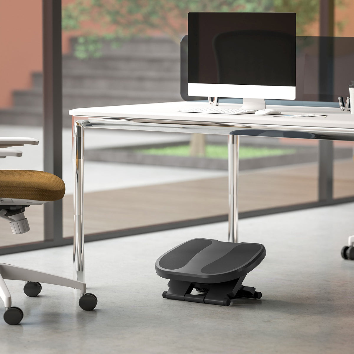 Repose-pieds de bureau ergonomique réglable – 3 niveaux, gris