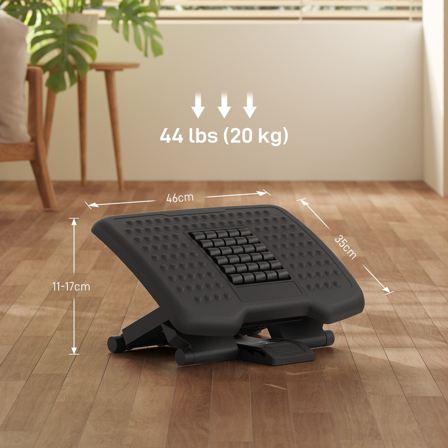 Justerbart halkfritt ergonomiskt fotstöd för hemmakontoret